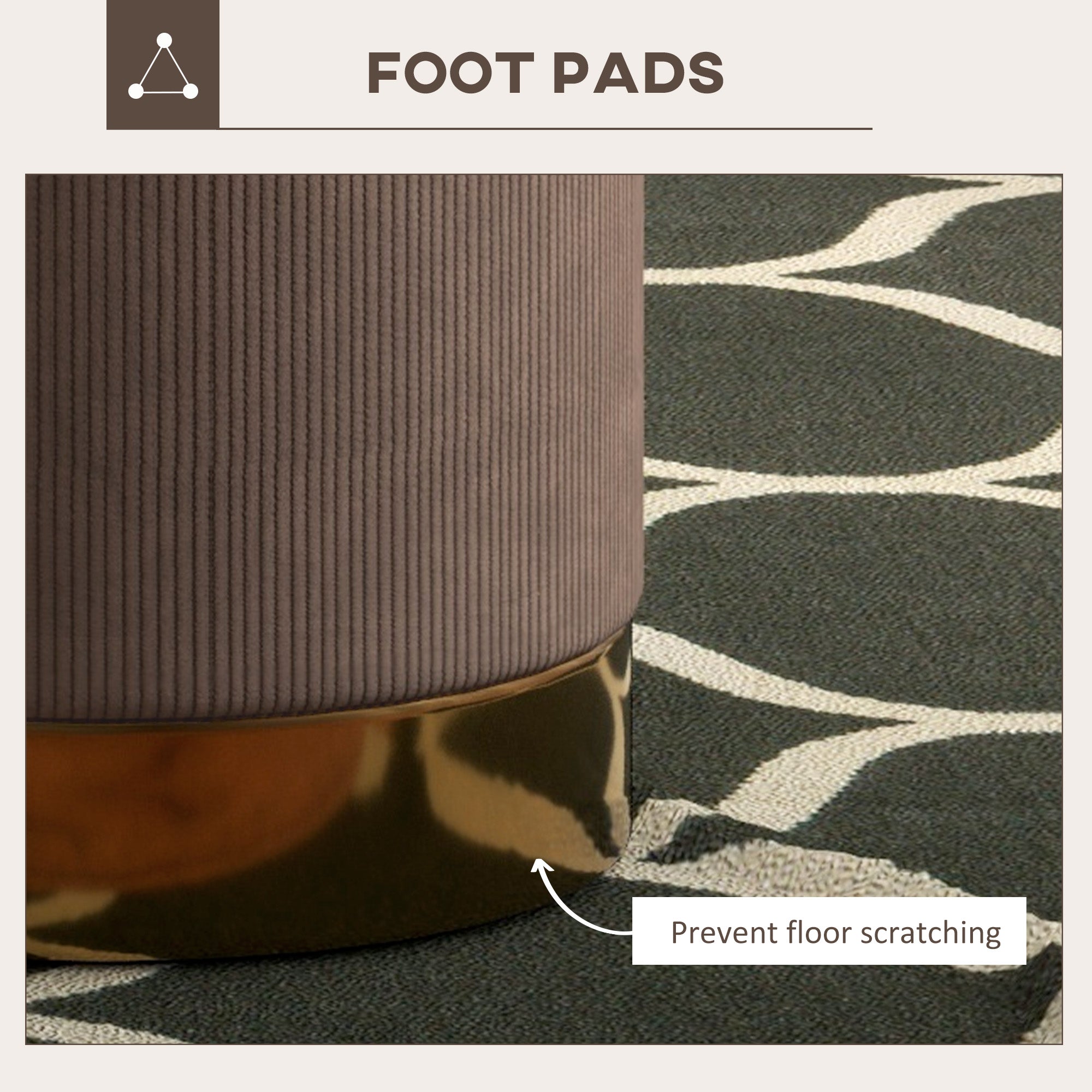 HOMCOM Soft Padded Corduroy Footstool - Light Brown - North Peak Garden Furniture
