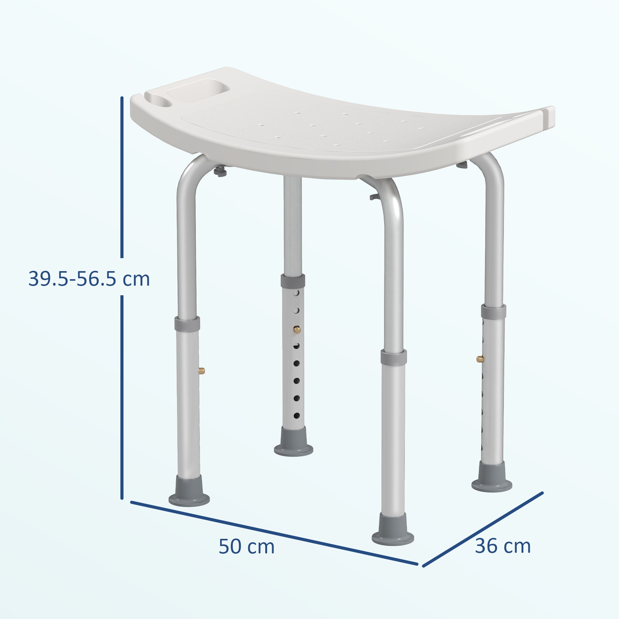 HOMCOM Height Adjustable Bath Stool, Aluminium Shower Stool with Non-Slip Pads for Elderly, Disabled, Seniors, Pregnant, White - North Peak Garden Furniture