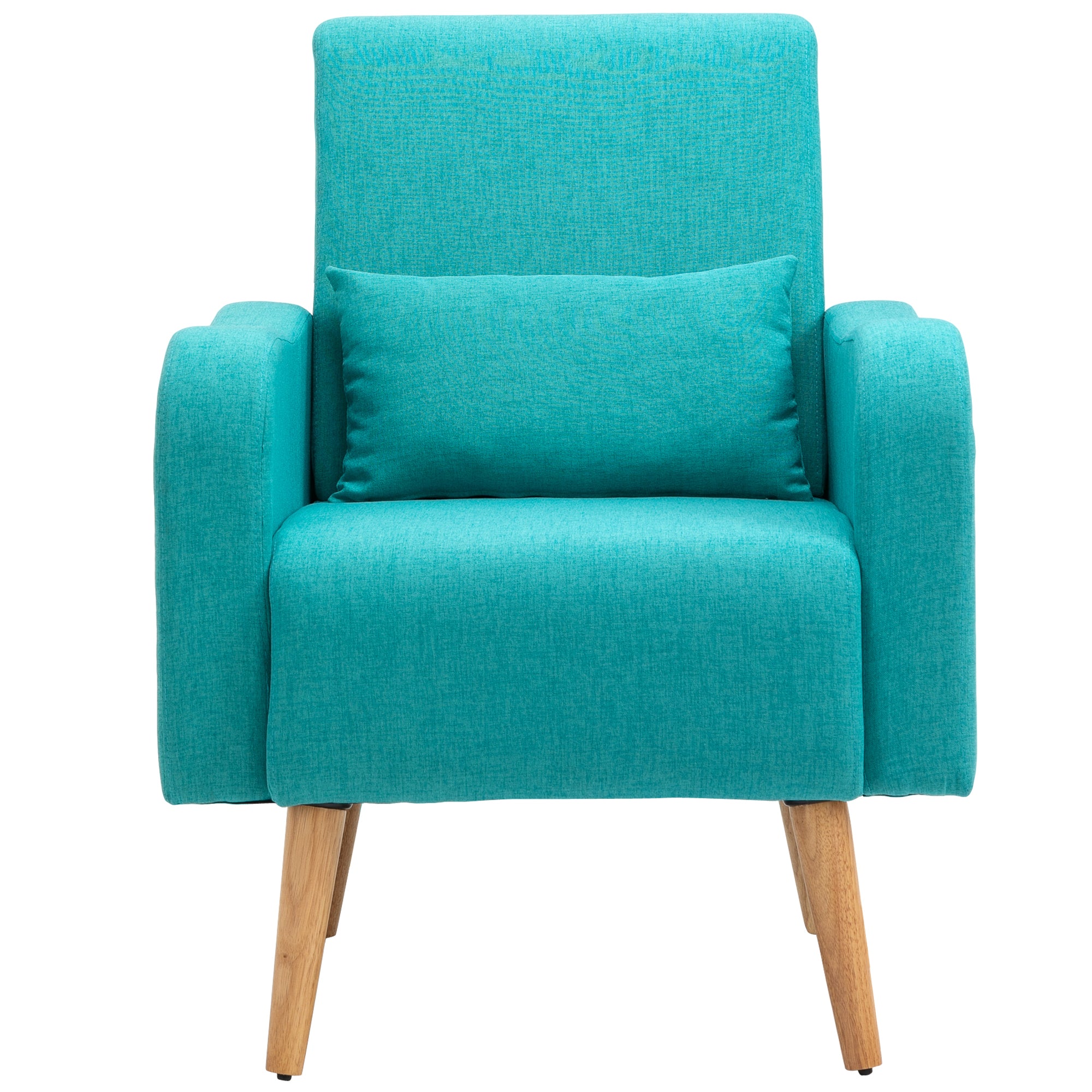 HOMCOM Accent Chair, Linen-Touch Armchair, Upholstered Leisure Lounge Sofa for Living Room, Club Chair with Wooden Frame, Teal - North Peak Garden Furniture