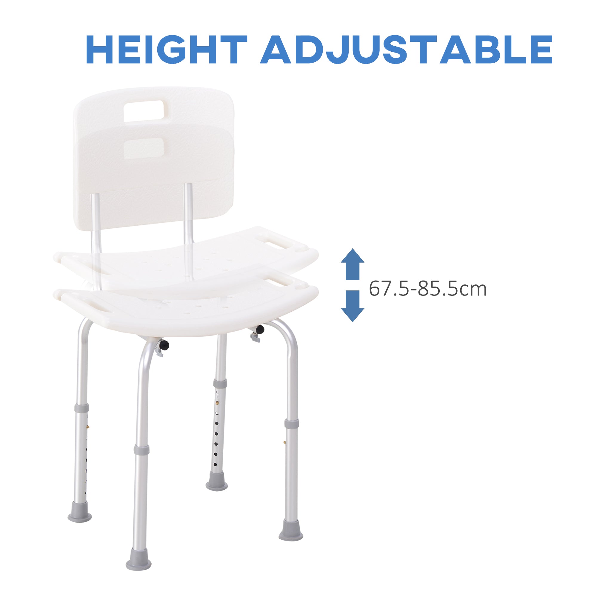 HOMCOM Bath Chair Shower Stool Safety Seat Bathroom Adjustable Positions Elderly Aids - North Peak Garden Furniture