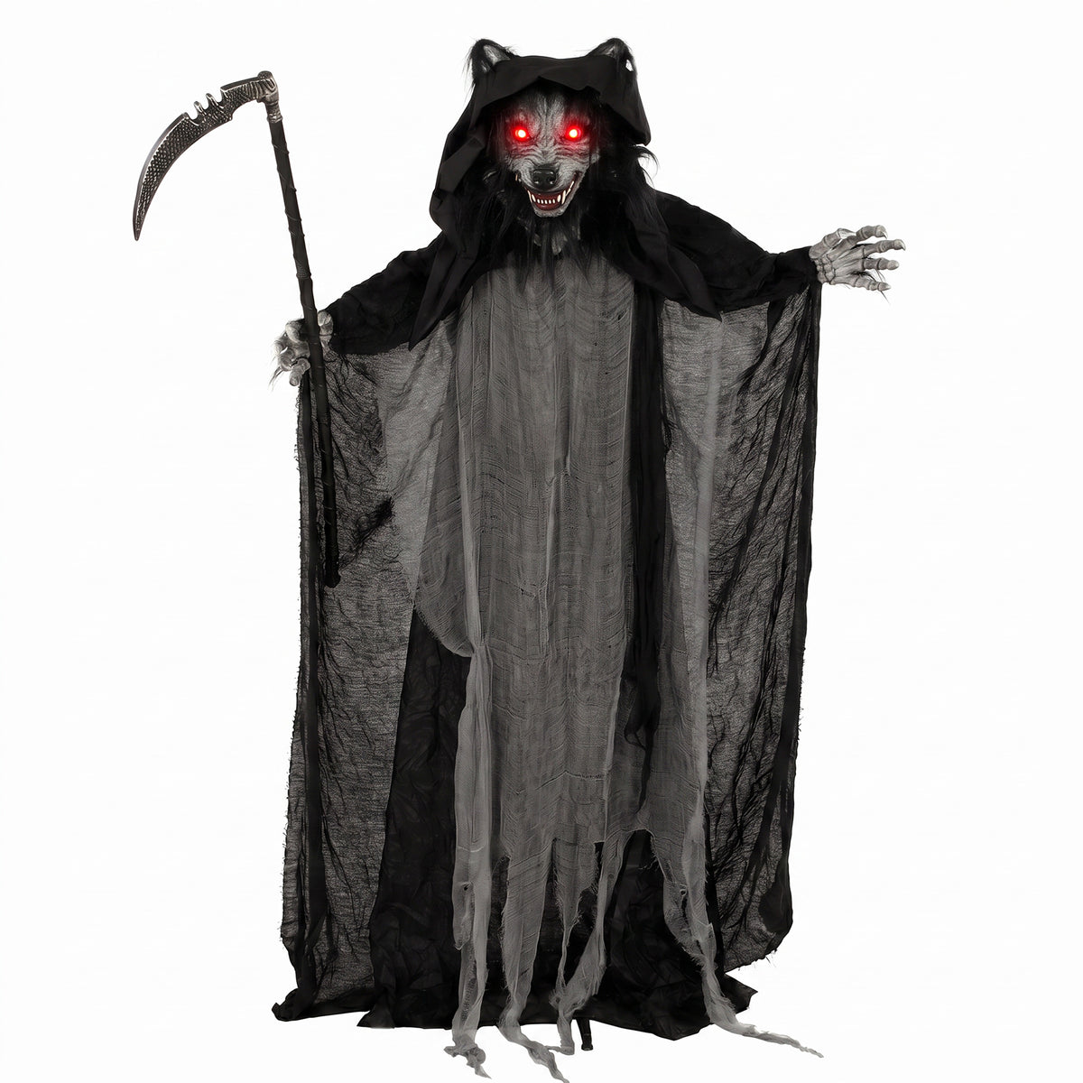HOMCOM Halloween Standing Werewolf Animated Decoration with Light-Up Eyes, Sound and Touch Activated