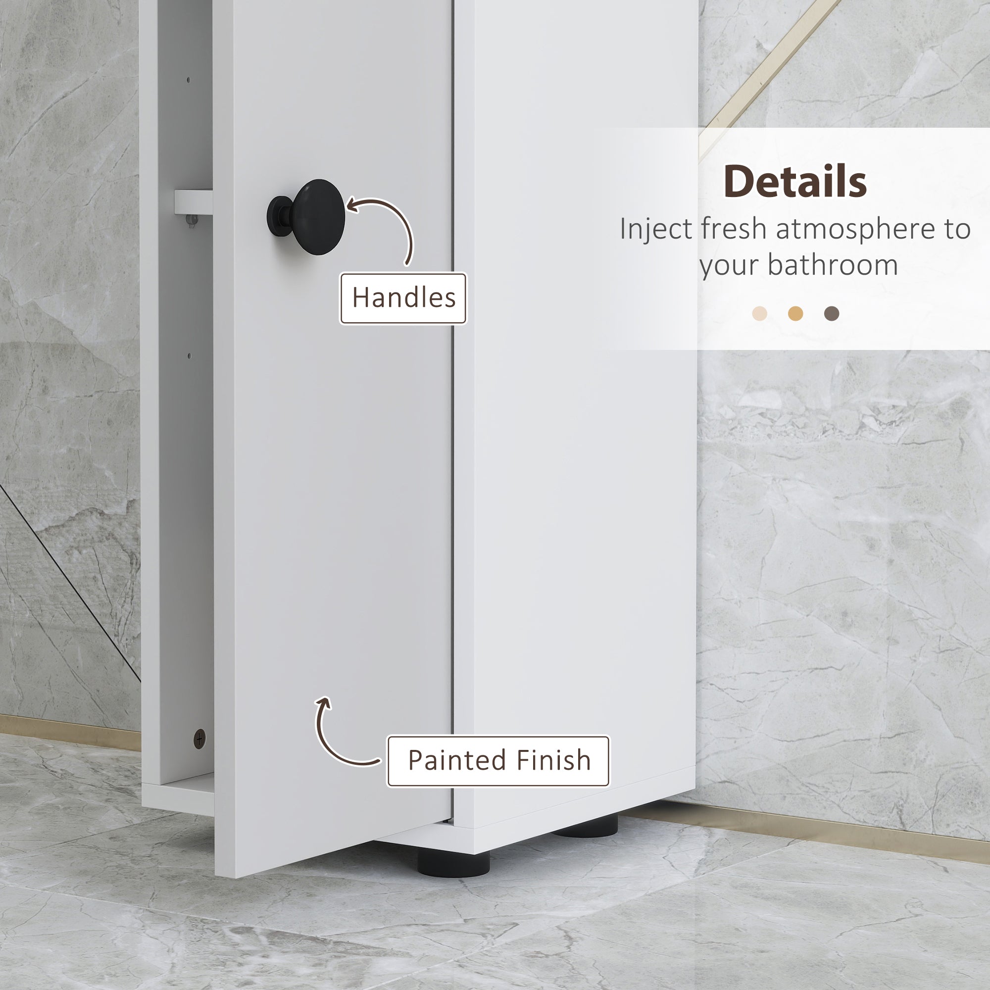kleankin 180cm Slim Bathroom Cabinet, with Drawer, Shelves and Cupboards - Light Grey - North Peak Garden Furniture