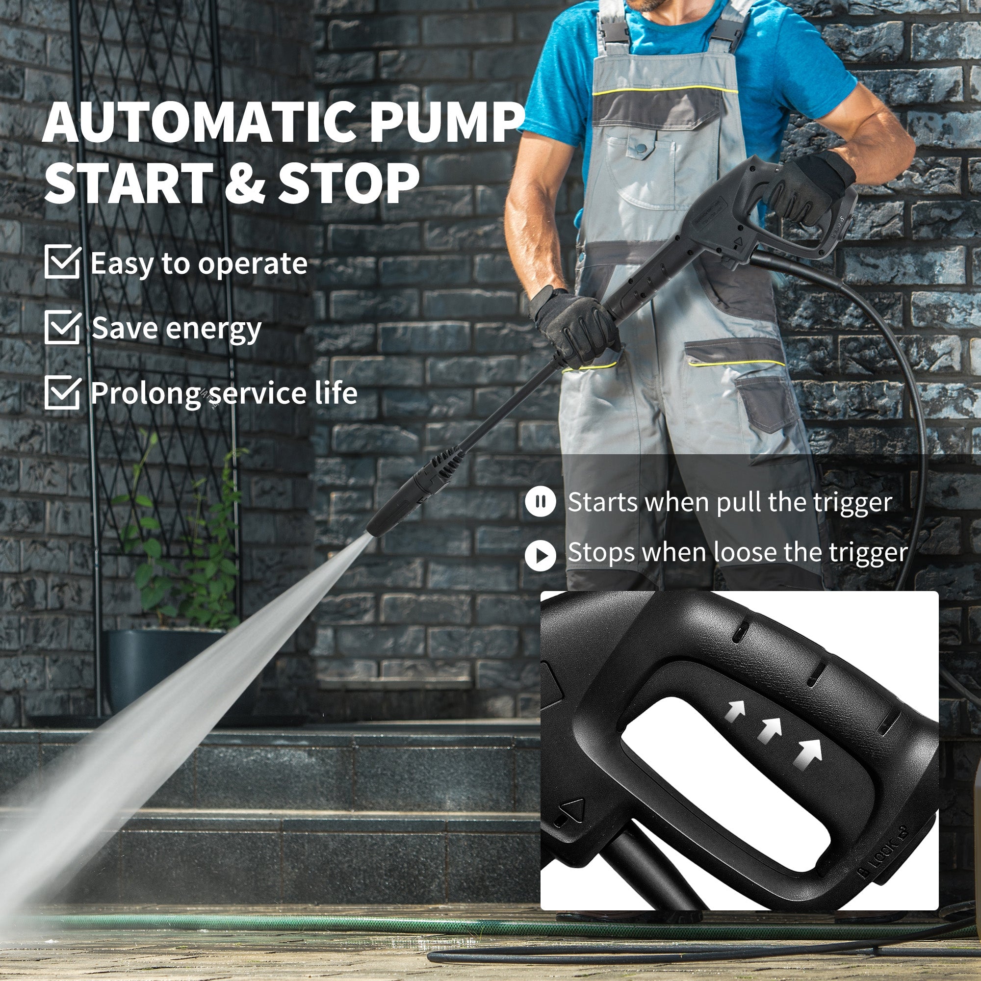 Outsunny 1800W High Pressure Washer, 150 Bar Pressure, 420 L/h Flow, Portable Power Washer Jet Wash Cleaner with Adjustable Nozzle, 6M Hose, Hose Reel, Steel Handle for Home Patio Car Driveway, Yellow - North Peak Garden Furniture