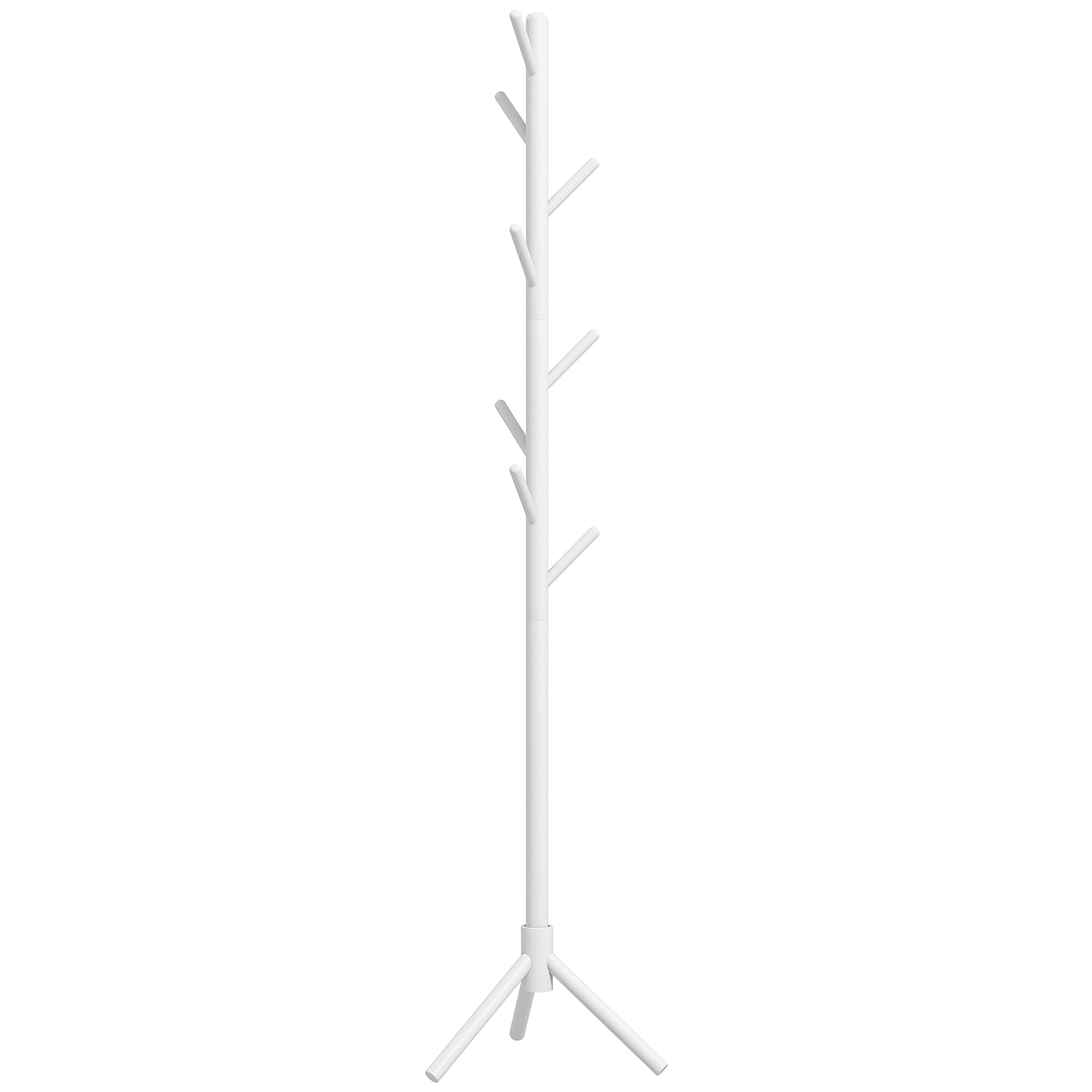 HOMCOM Eight-Hook Wooden Coat Rack - White - North Peak Garden Furniture