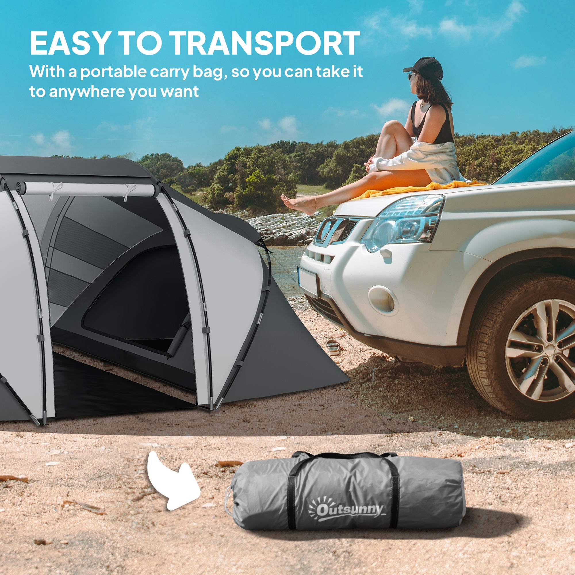 Outsunny 4-6 Man UV Protection Camping Tent - Charcoal Grey and White - North Peak Garden Furniture