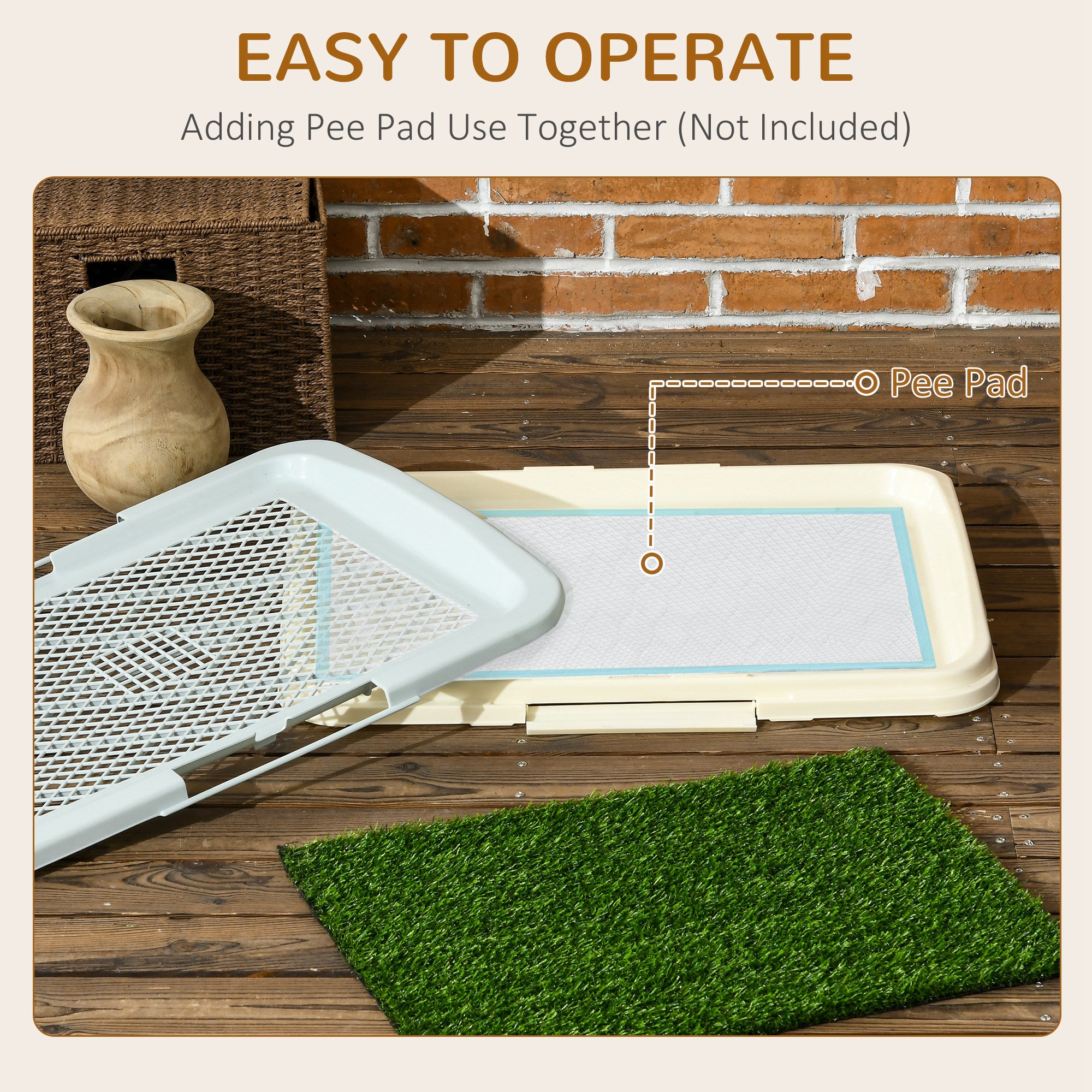 PawHut Puppy Training Pad, Indoor Portable Puppy Pad, with Artificial Grass, Grid, Panel, Tray, 63 x 48.5cm - North Peak Garden Furniture
