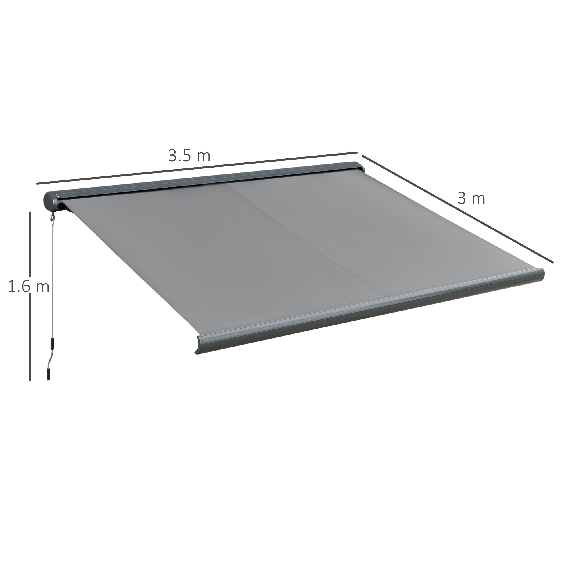 Outsunny 3.5x3m LED Light Full Cassette Case Electric/Manual Awning Door Window Sun Shade Patio Canopy Retractable w/ Remote Grey - North Peak Garden Furniture