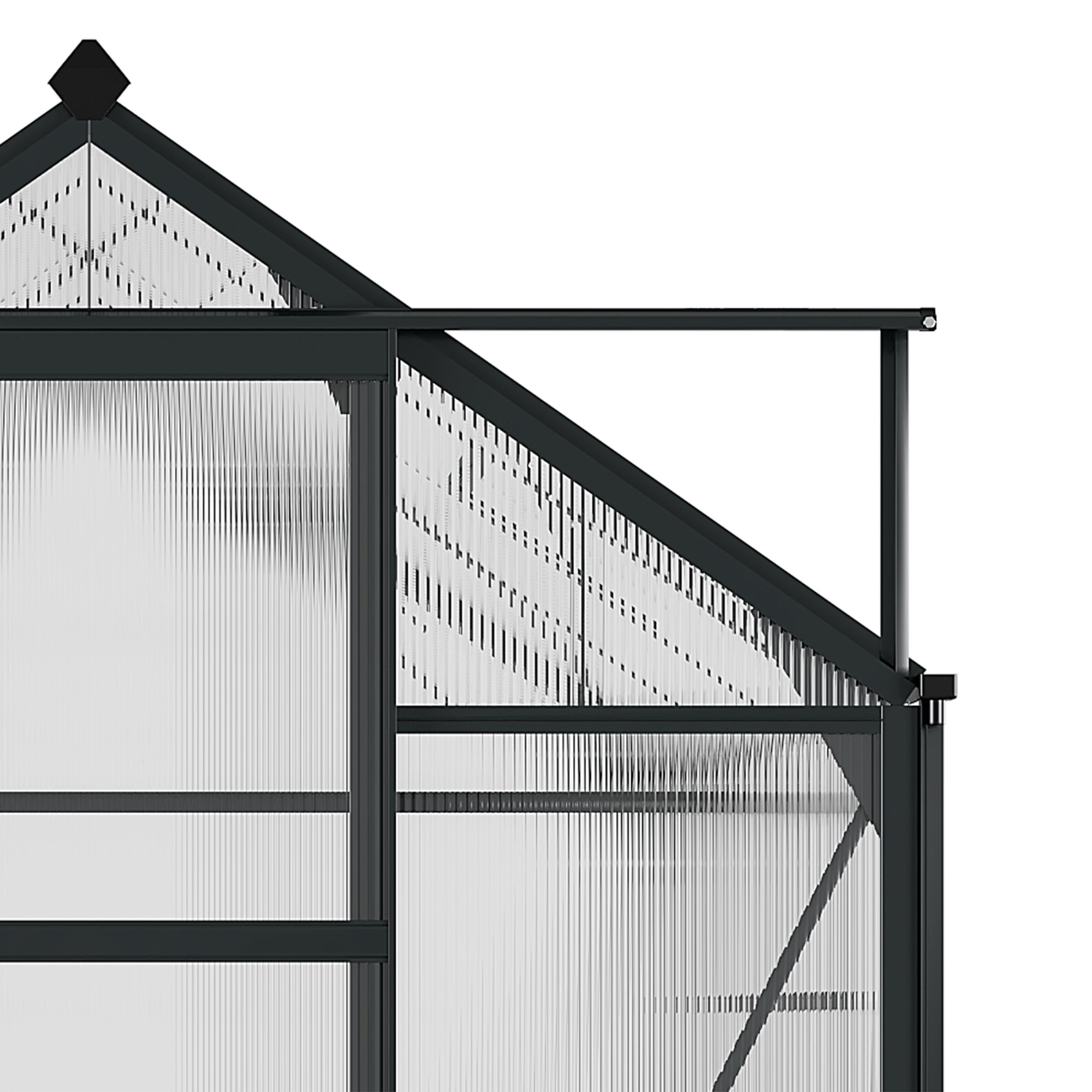 Outsunny 6 x 8ft Polycarbonate Greenhouse, Large Walk-In Green House with Slide Door and Window, Garden Plants Grow House with Aluminium Frame and Foundation, Grey - North Peak Garden Furniture