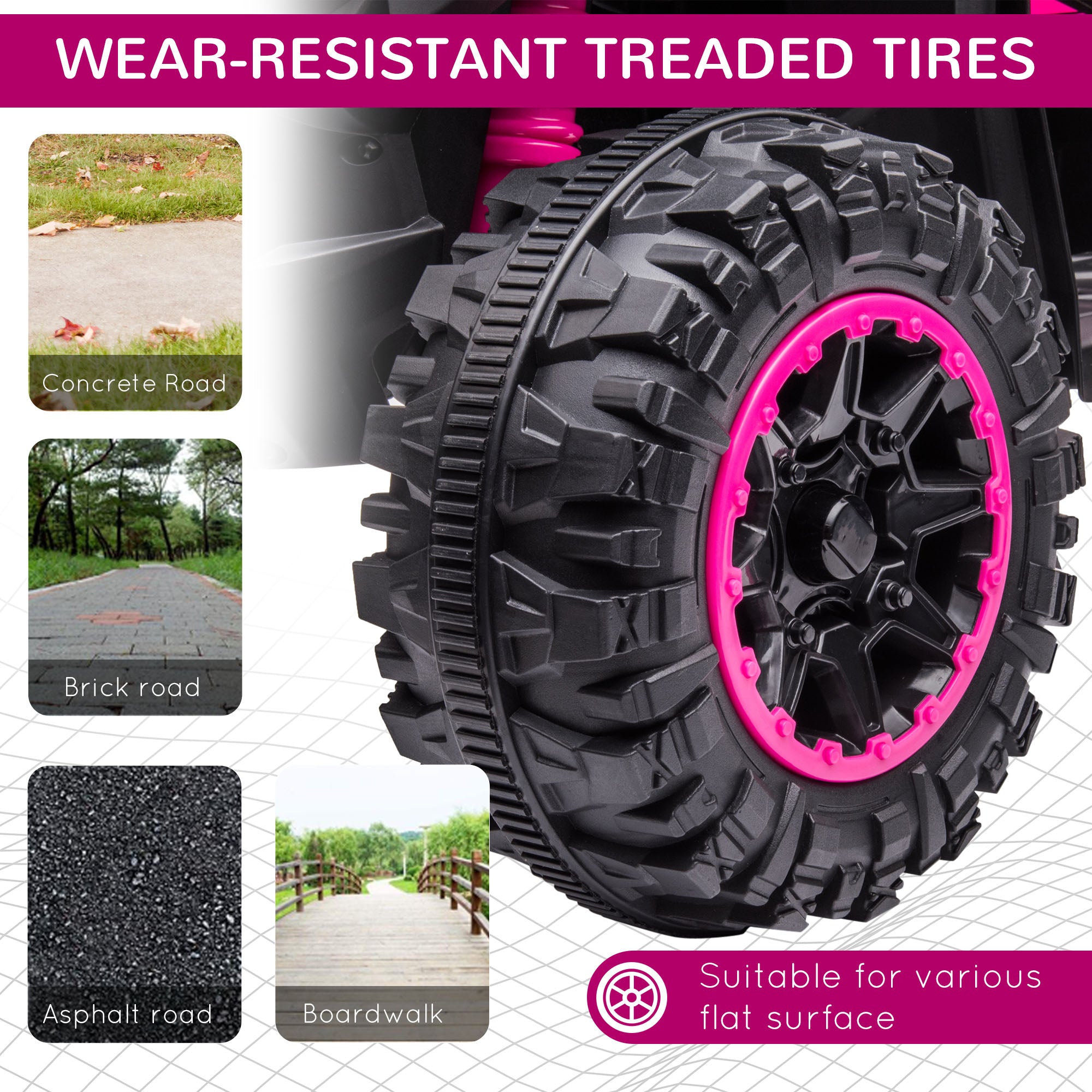HOMCOM 12V Ride-On Quad Bike w/ Music, Horn, for Ages 3-5 Years - Pink - North Peak Garden Furniture