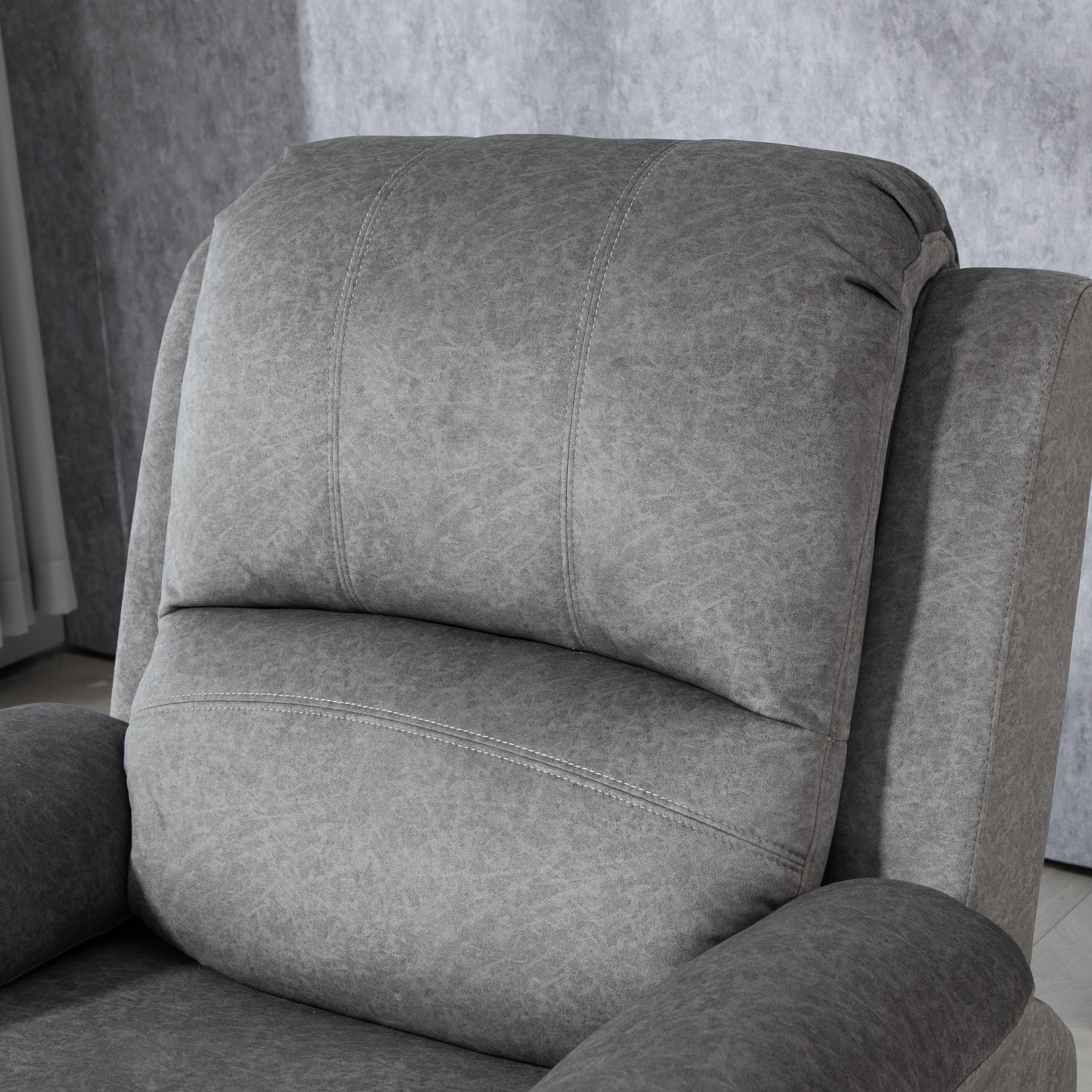 HOMCOM Microfibre Manual Reclining Armchair, with Footrest - Grey