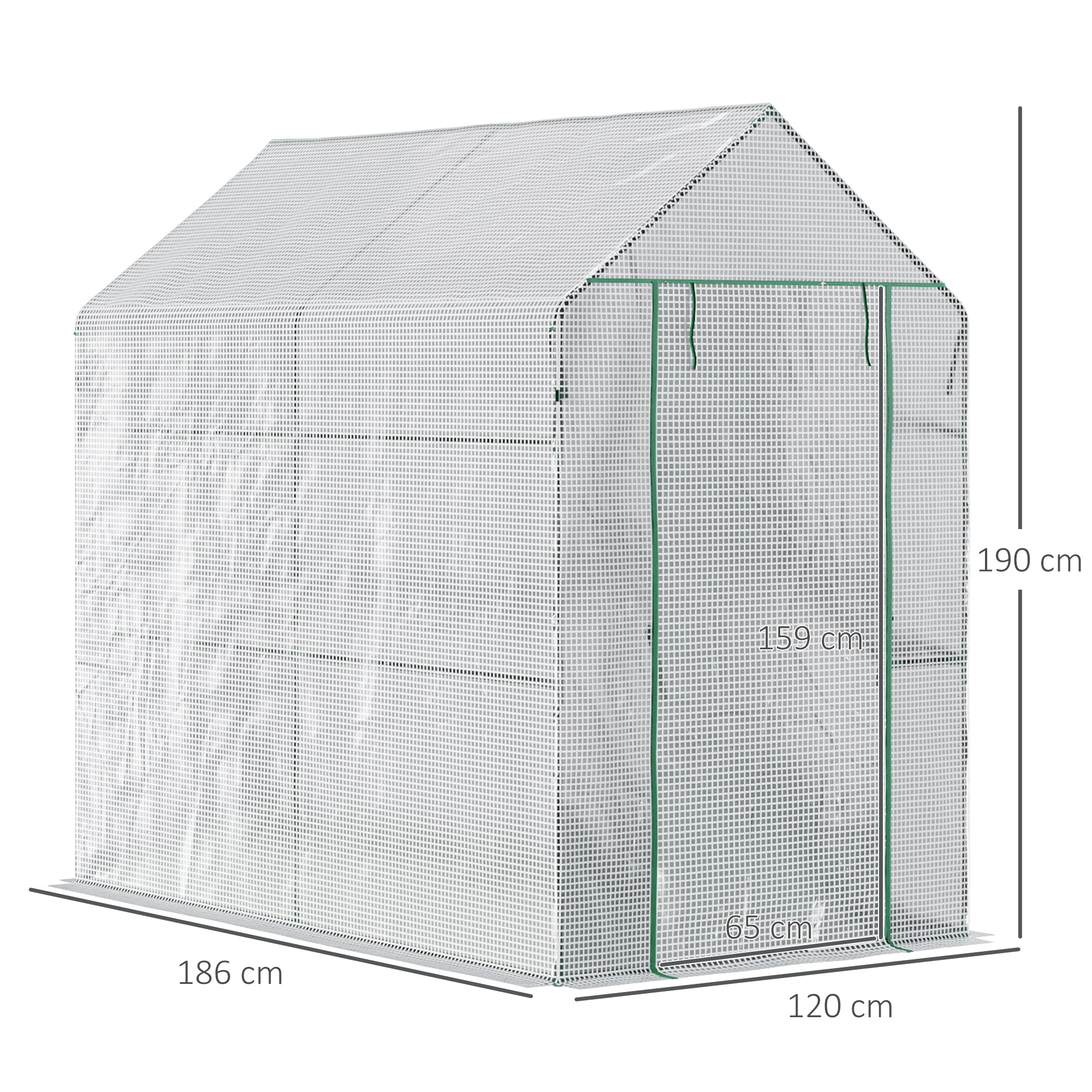Outsunny Walk in Garden Greenhouse with 2-Tier Shelves Polytunnel Steeple Grow House 6 x 4 x 6ft White - North Peak Garden Furniture
