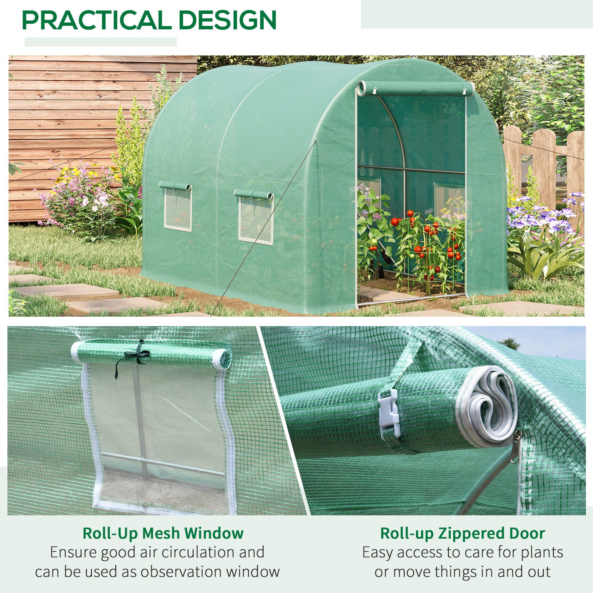 Outsunny Walk-In Greenhouse: Spacious 3 x 2 M, Weather-Resistant, Easy Assembly, Verdant Green