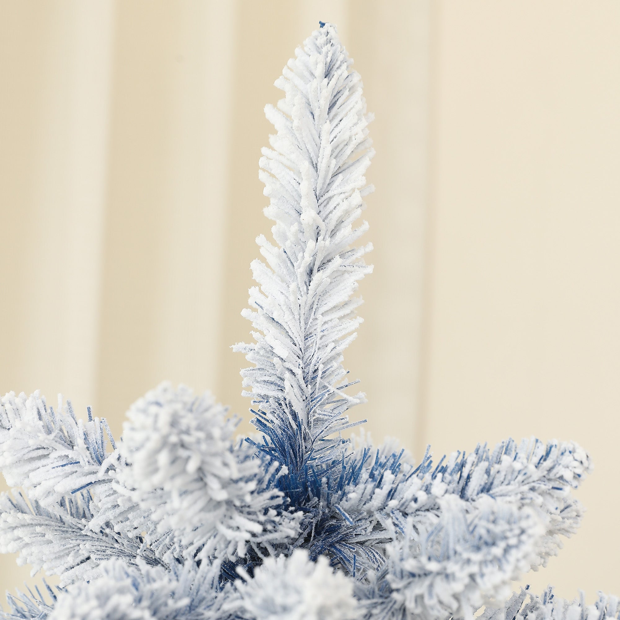 HOMCOM 5ft Flocked Artificial Christmas Tree with 450 Snow Frosted Tips, Metal Stand, Snowy Hinged Xmas Tree, Blue - North Peak Garden Furniture