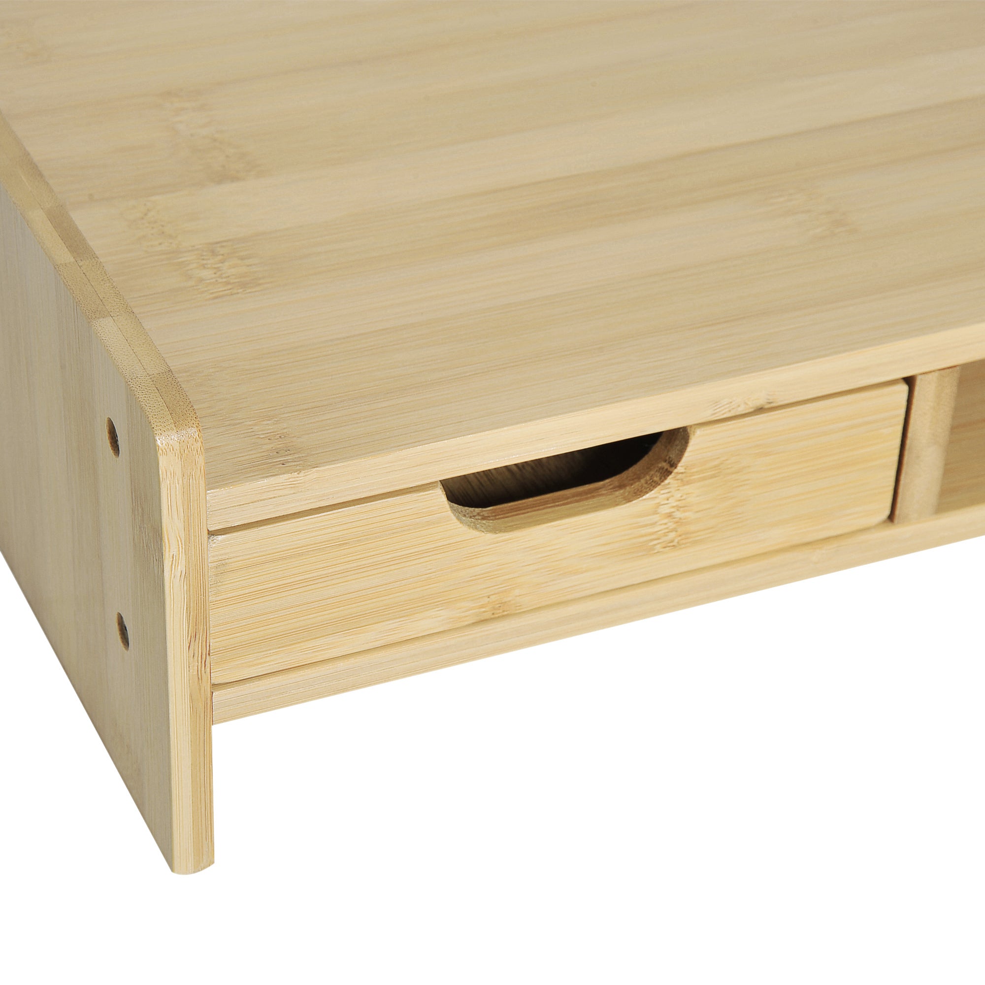 HOMCOM Monitor Riser Laptop PC Plinth Stand TV Computer Desktop Organiser W/ Drawer Bamboo