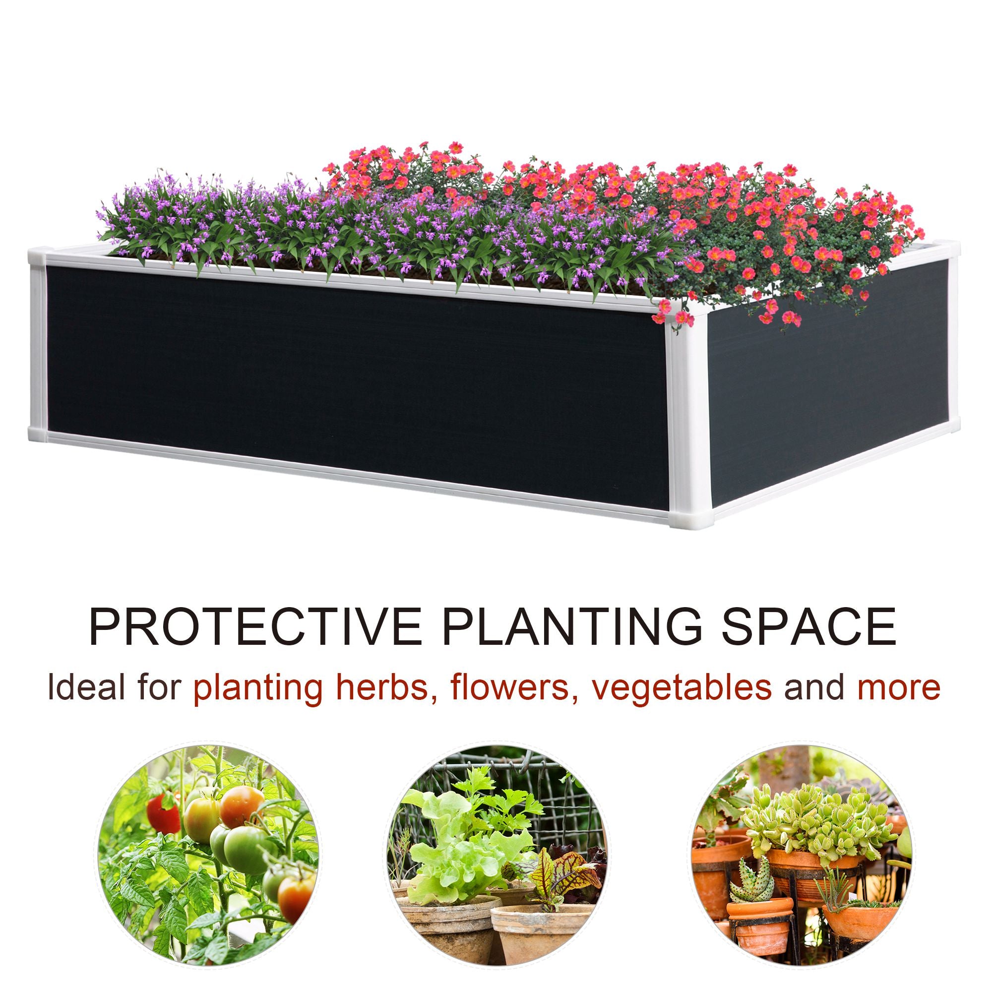 Outsunny 302L Raised Garden Bed, Weather-resistant PP Planter Box Containers for Outdoor Patio Plant Flower Vegetable, 120 x 90 x 30 cm - North Peak Garden Furniture