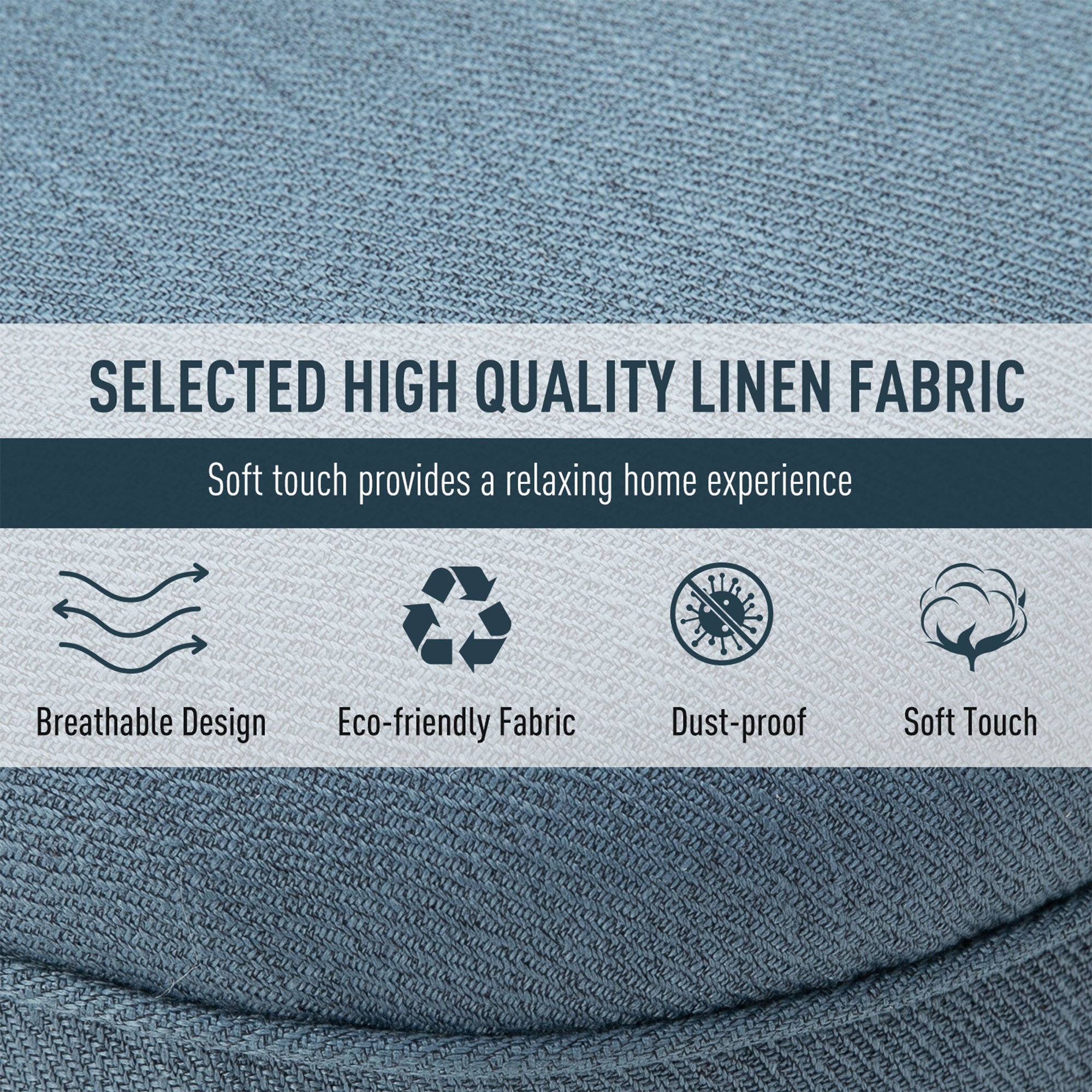 HOMCOM Fabric Single Sofa, Tub Chair, Upholstered Bedroom Chair with Pillow, Solid Wood Leg for Home, Living Room, Dining Room, Set of 2, Blue - North Peak Garden Furniture
