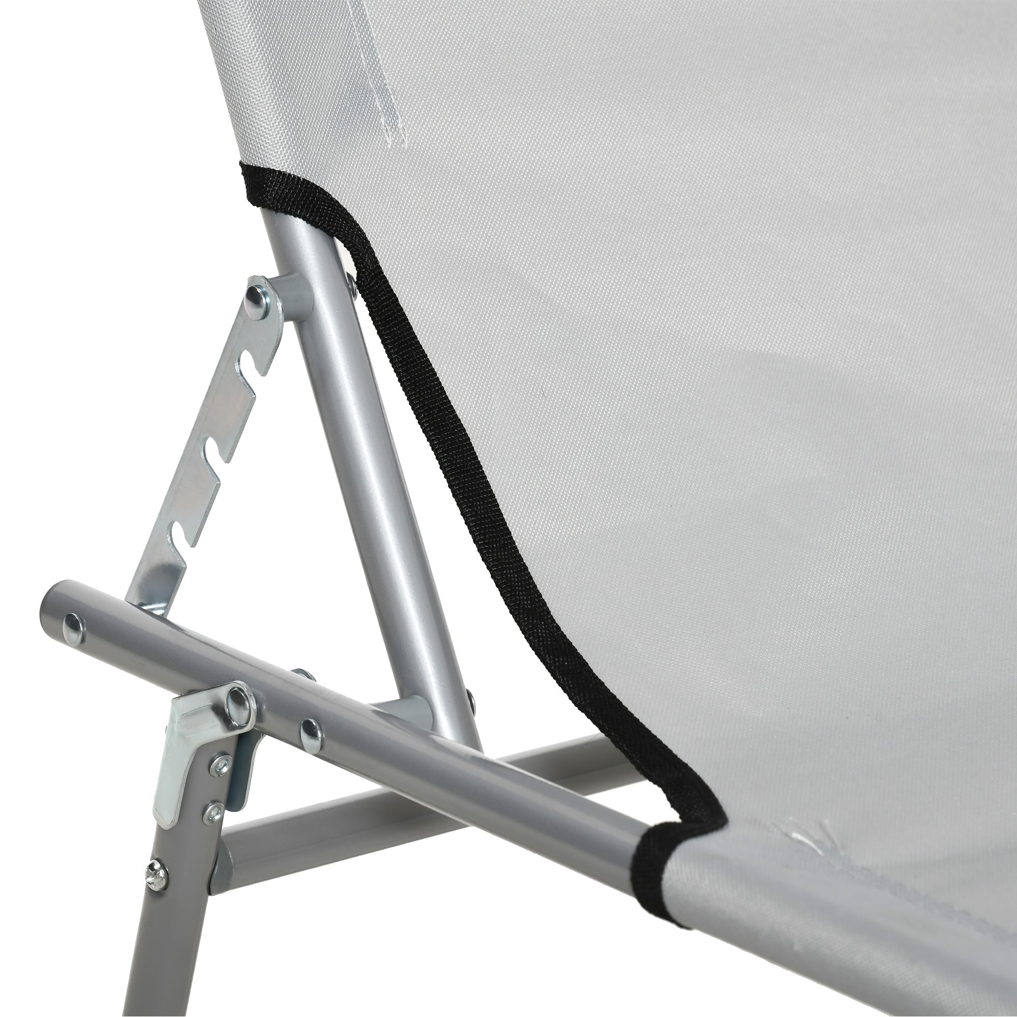 Outsunny 2 Pieces Outdoor Foldable Sun Lounger, 4 Level Adjustable Backrest Reclining Sun Lounger Chair with Angle Adjust Sun Shade Awning for Beach, Garden, Patio, Light Grey - North Peak Garden Furniture