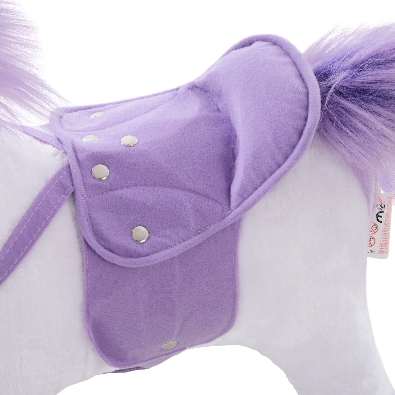 HOMCOM Kids Rocking Horse Plush Ride on Walking Unicorn Horse w/Realistic Sound  Ride On Rocker with Handlebar for Age 3+ Purple