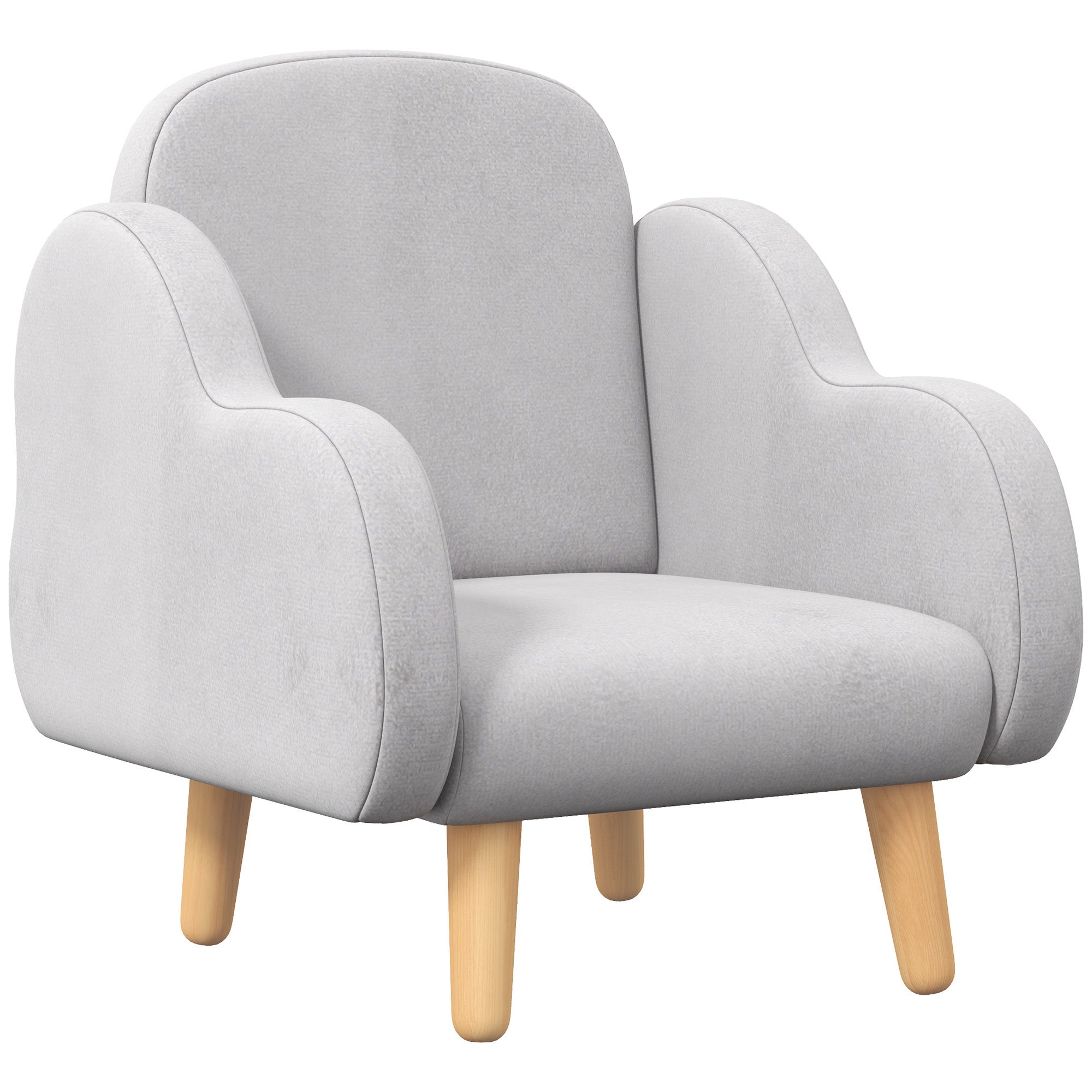 ZONEKIZ Kids Armchair Toddler Sofa Children Chair with Arm Rest, Wooden Frame, Velvet, PP Legs, Cloud Shape, for Ages 1.5-3 Years - Grey - North Peak Garden Furniture