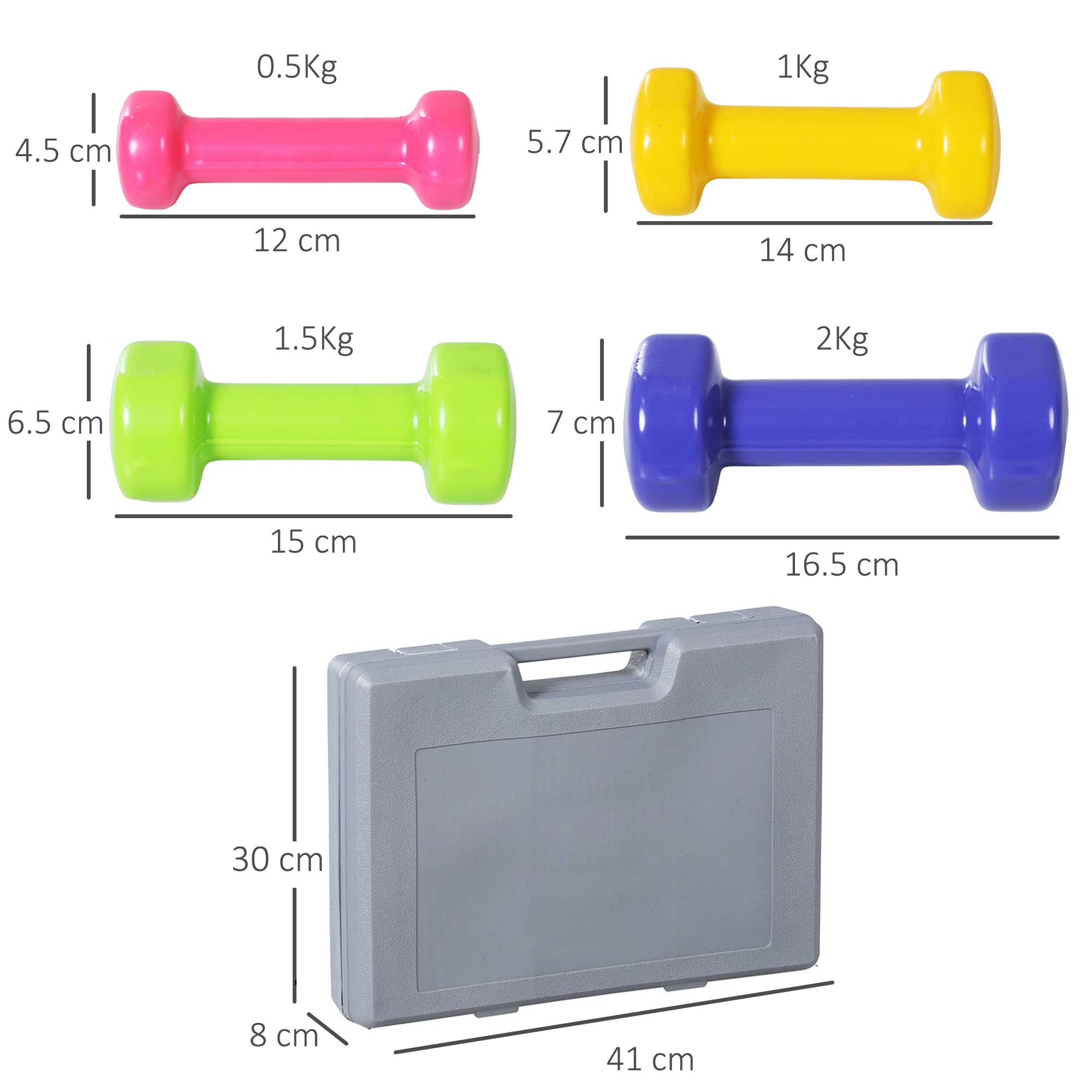 HOMCOM 10KG Dumbbells Set with Carry Case, Hand Weights for Women and Men Home Gym Weight Lifting Training - North Peak Garden Furniture