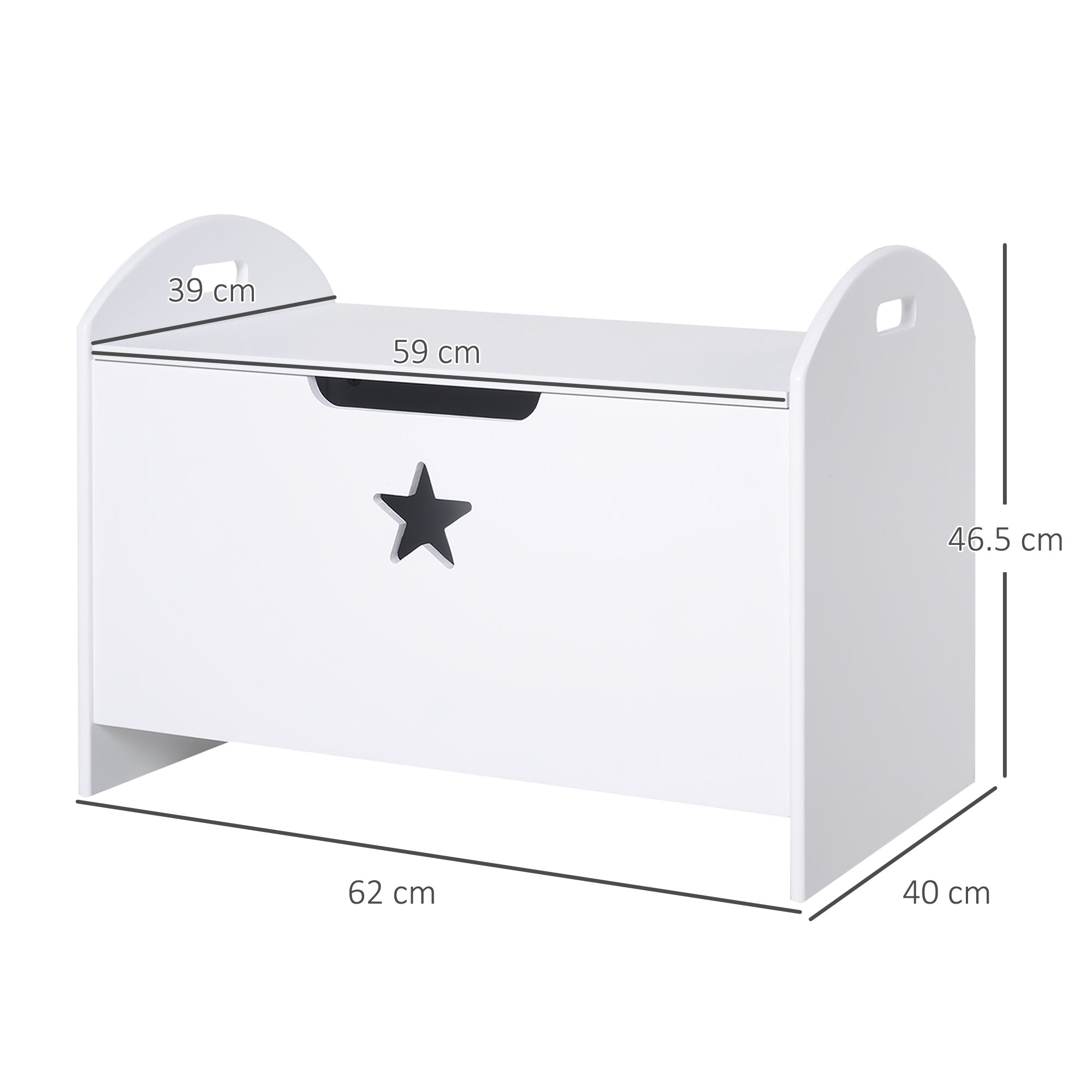 HOMCOM Kids Wooden Toy Box Organizer Children's Toy Storage with Lid Safety Hinge Side Handle Playroom Furniture White - North Peak Garden Furniture