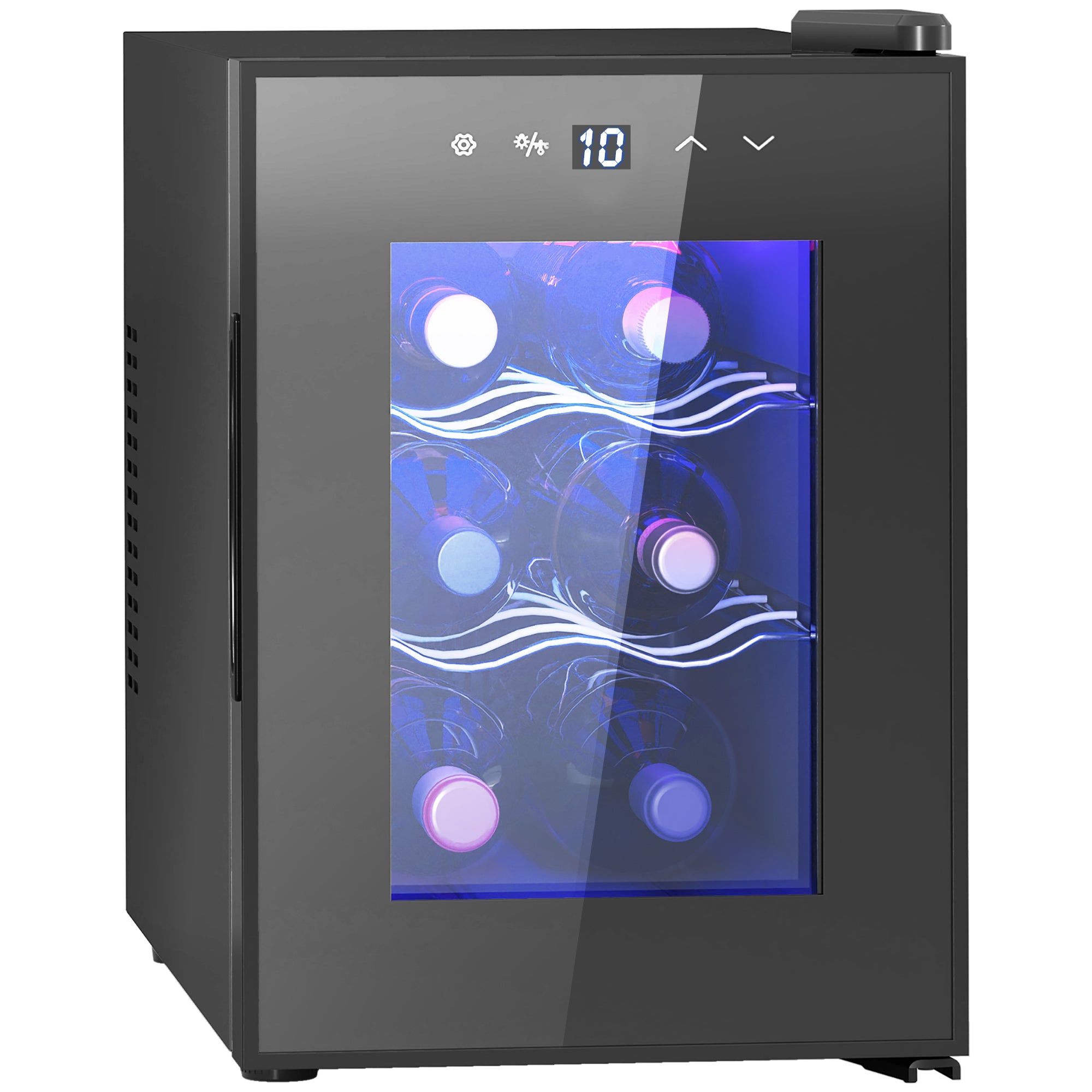 HOMCOM Six Bottle 8-18℃ Countertop Wine Fridge - Black - North Peak Garden Furniture