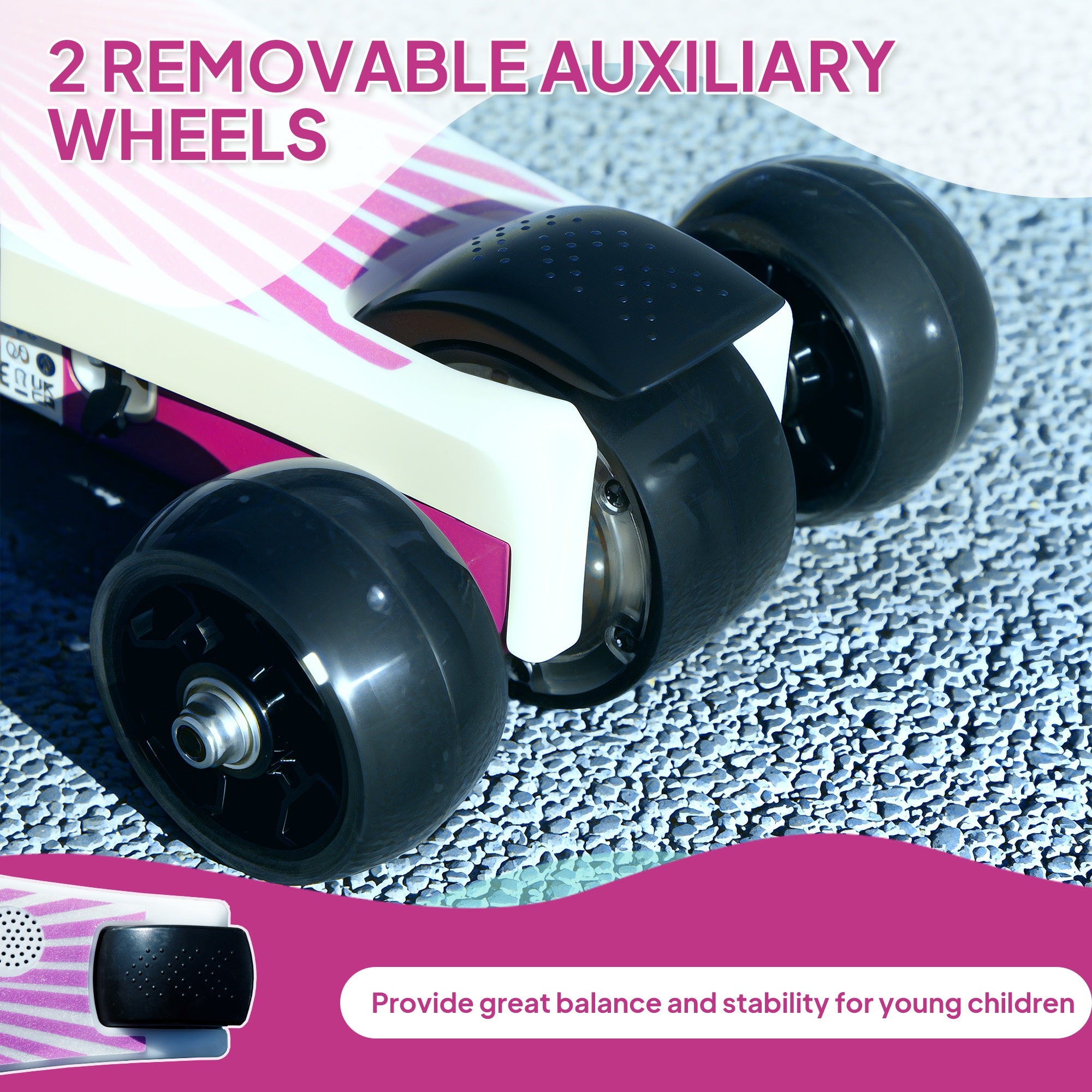 AIYAPLAY Electric Scooter for Kids Ages 4-7, with Auxiliary Rear Wheels, Flashing LED Light and Electric Brake, Kids Electric Scooter for Boys Girls, 6 KM/H & 8 KM, Purple - North Peak Garden Furniture