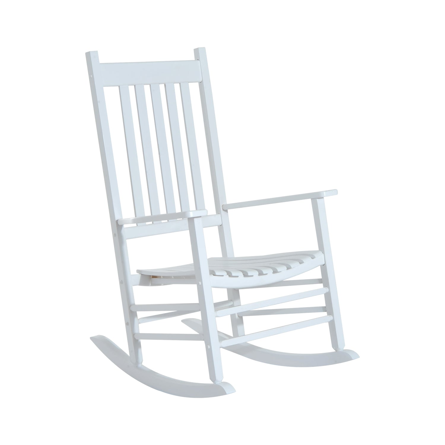 Outsunny Outdoor Porch Rocking Chair Armchair Wooden Patio Rocker Balcony Deck Garden Seat White - North Peak Garden Furniture