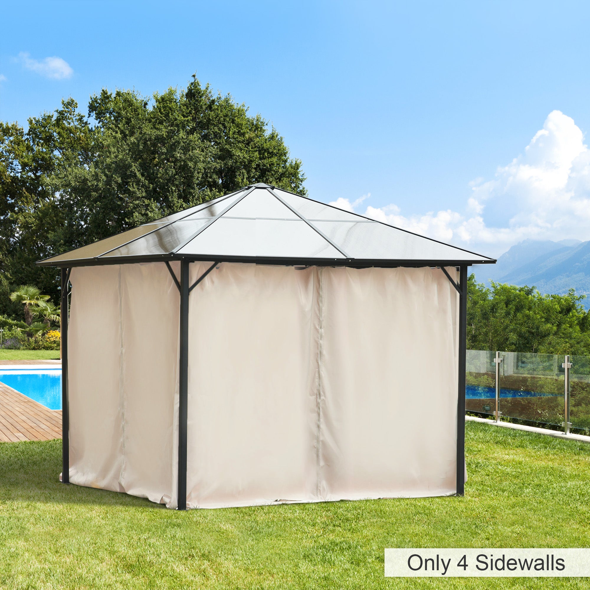 Outsunny Replacement Gazebo Curtains, 4-Panel Gazebo Side Panels Only, for 3 x 3 (M) Gazebos or Pergolas, Hooks/C-Rings Included, Beige - North Peak Garden Furniture