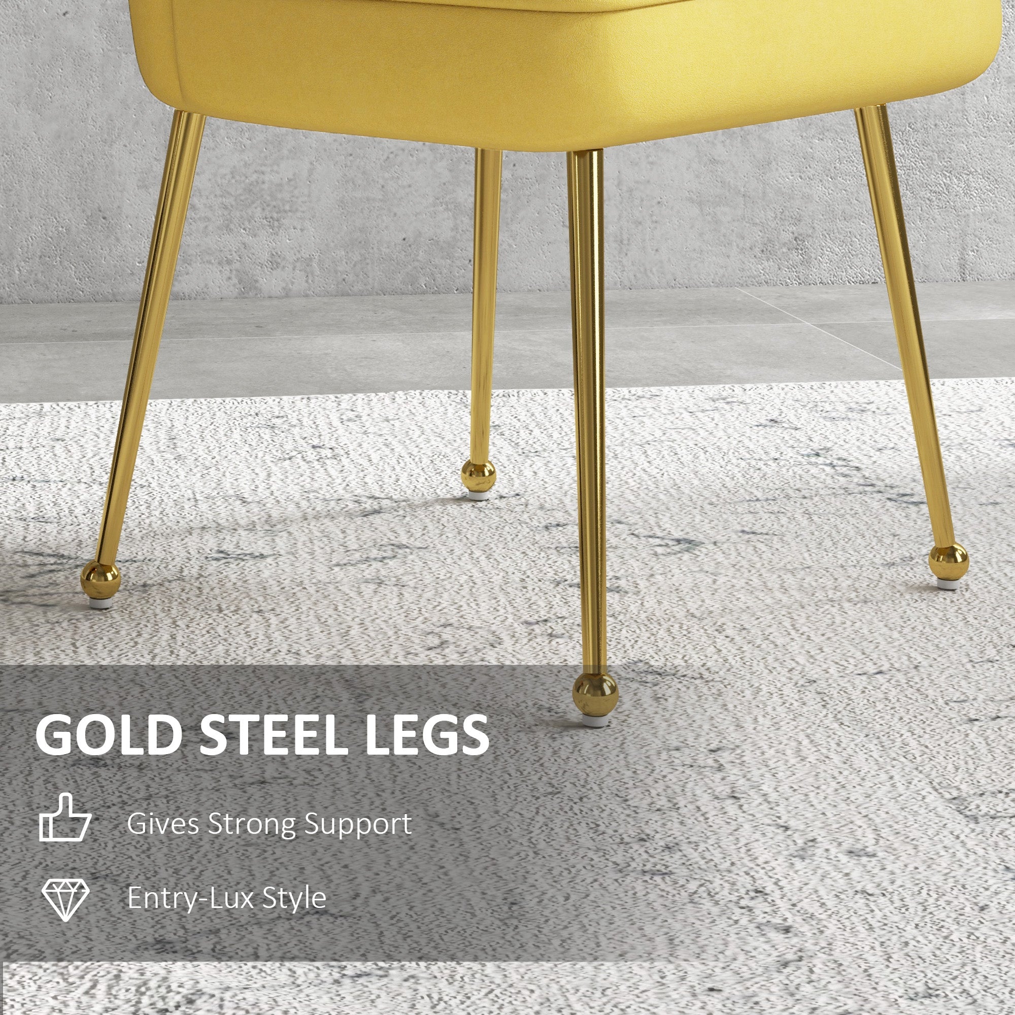 HOMCOM Velvet-Feel Shell Accent Chair - Yellow - North Peak Garden Furniture