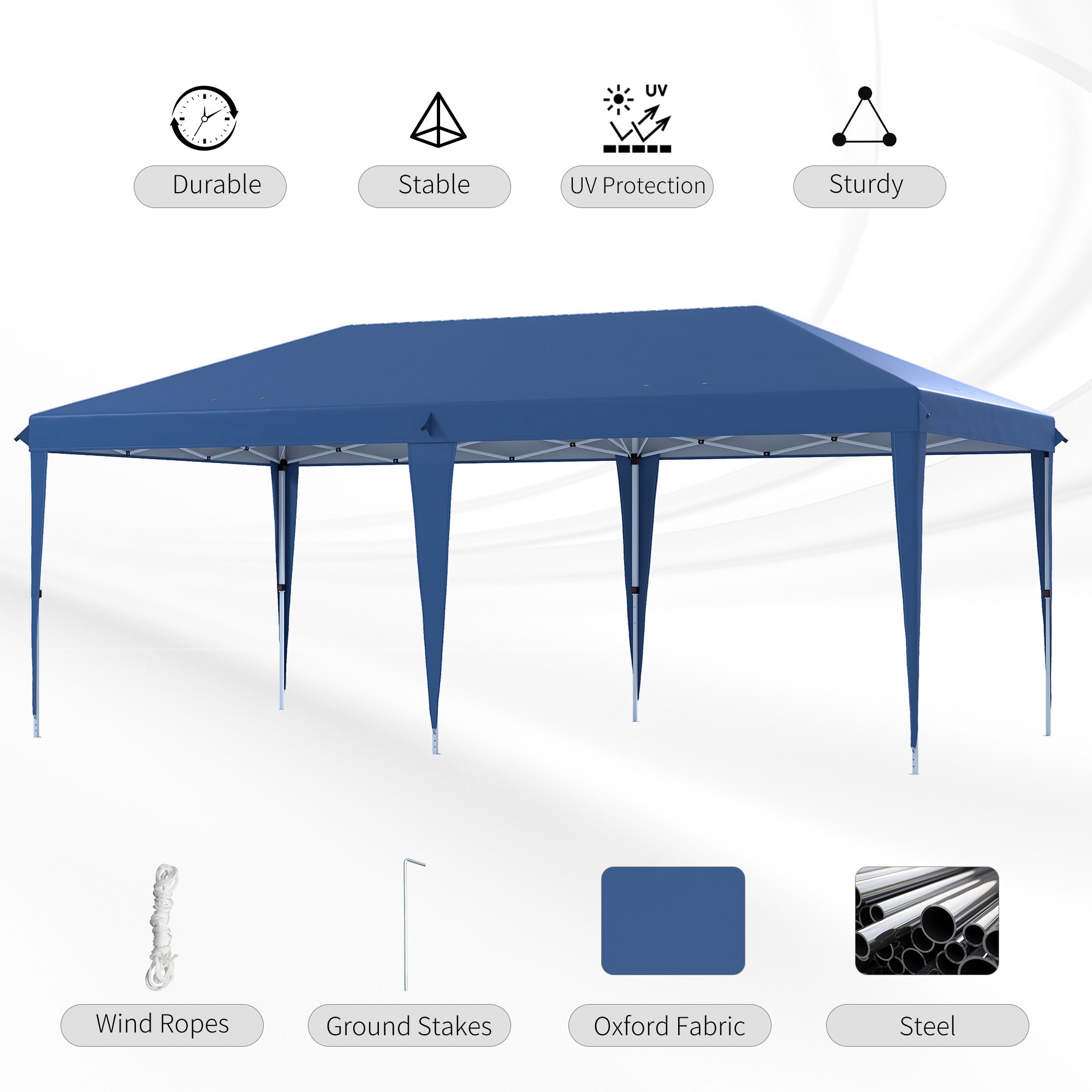 Outsunny 6 x 3(m) Garden Large Gazebo Canopy Waterproof Outdoor Party Tent Marquee - North Peak Garden Furniture