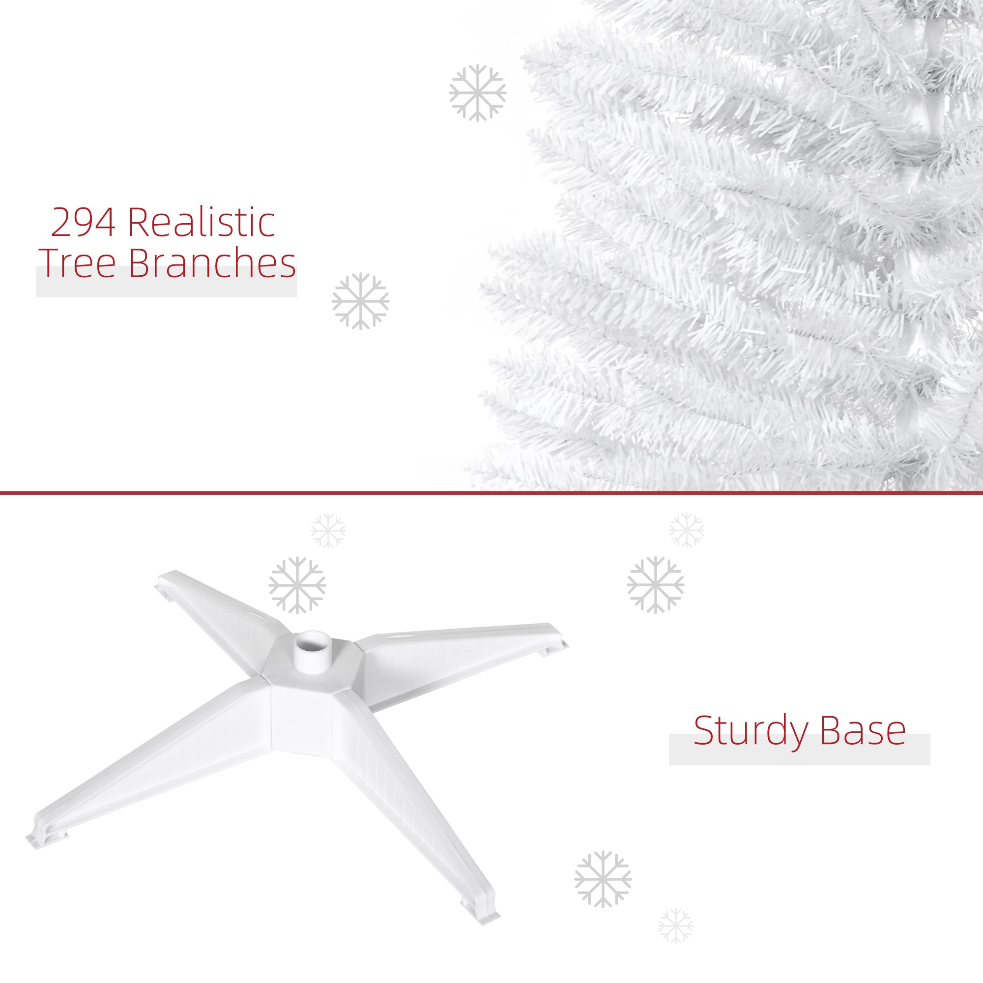 HOMCOM 5ft Unlit Artificial Christmas Tree, Pencil Slim Xmas Tree with Solid Stand and Realistic Branches, White - North Peak Garden Furniture