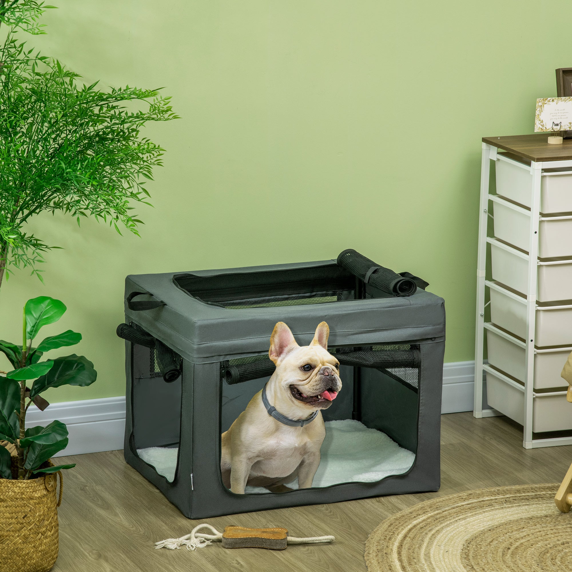 PawHut 69cm Pet Carrier, with Cushion, for Miniature and Small Dogs - Grey - North Peak Garden Furniture