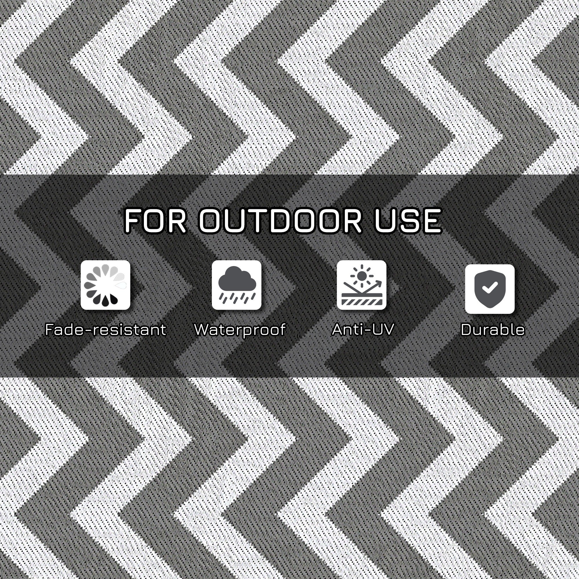 Outsunny Reversible Outdoor Rug, 1.2 x 1.8m Patio Carpet, Waterproof Plastic Rug for Garden, Deck, Picnic, Beach, Camping, Grey and White - North Peak Garden Furniture