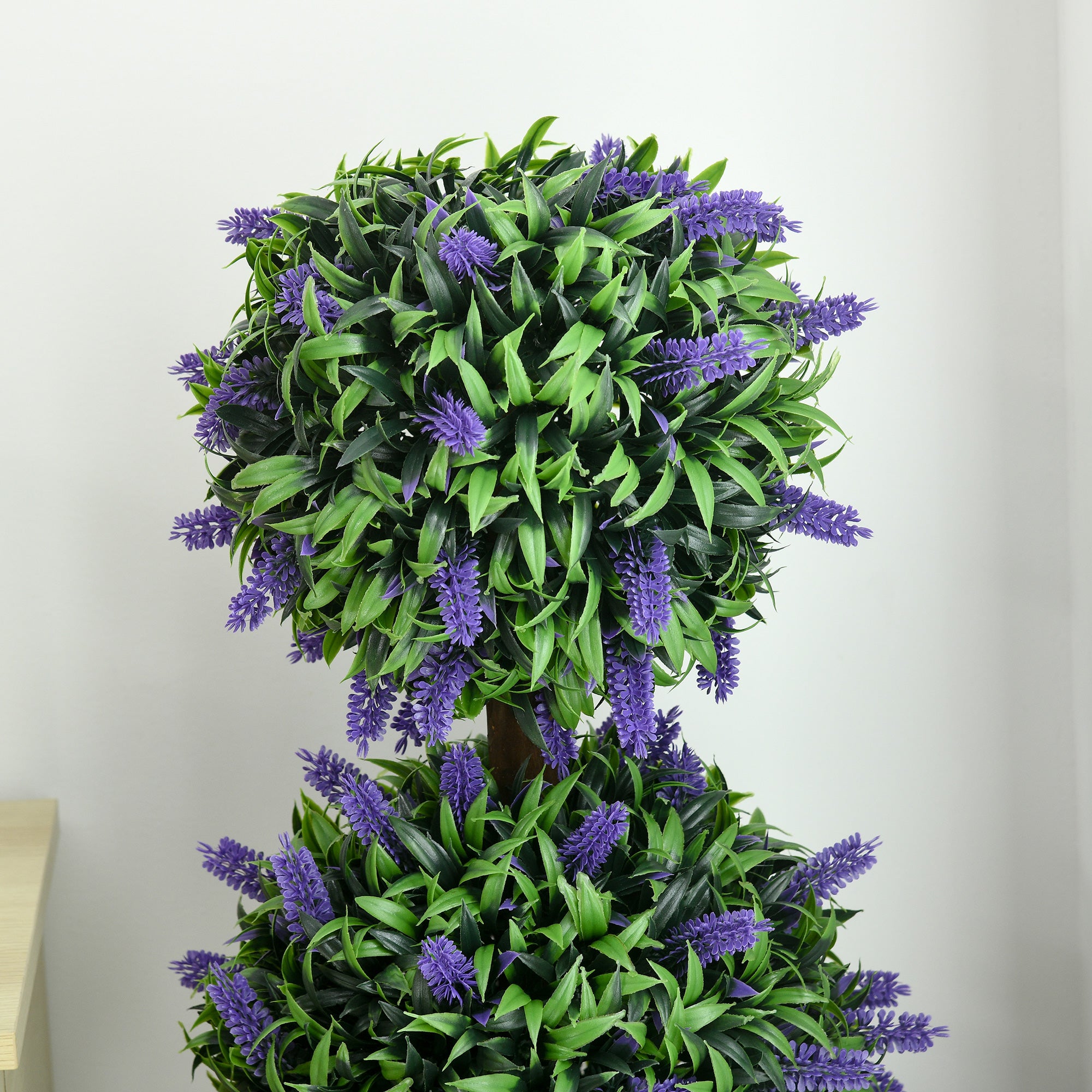 HOMCOM Set of 2 Artificial Plants, Lavender Flowers Ball Trees with Pot, for Home Indoor Outdoor Decor, 110cm - North Peak Garden Furniture