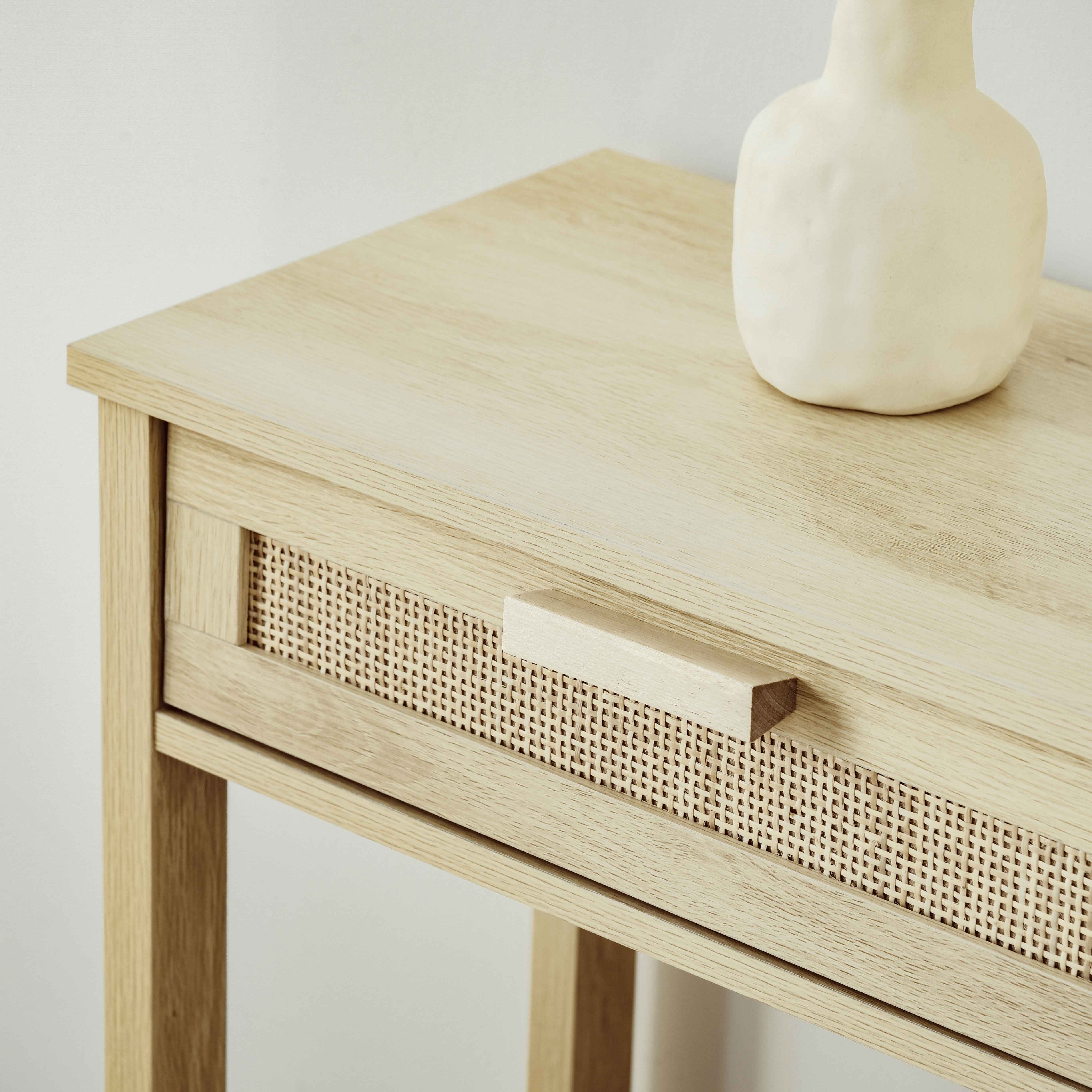 HOMCOM Console Sofa Table Hallway Side Desk with Storage Shelf Drawer for Entryway Living Room Bedroom Natural - North Peak Garden Furniture