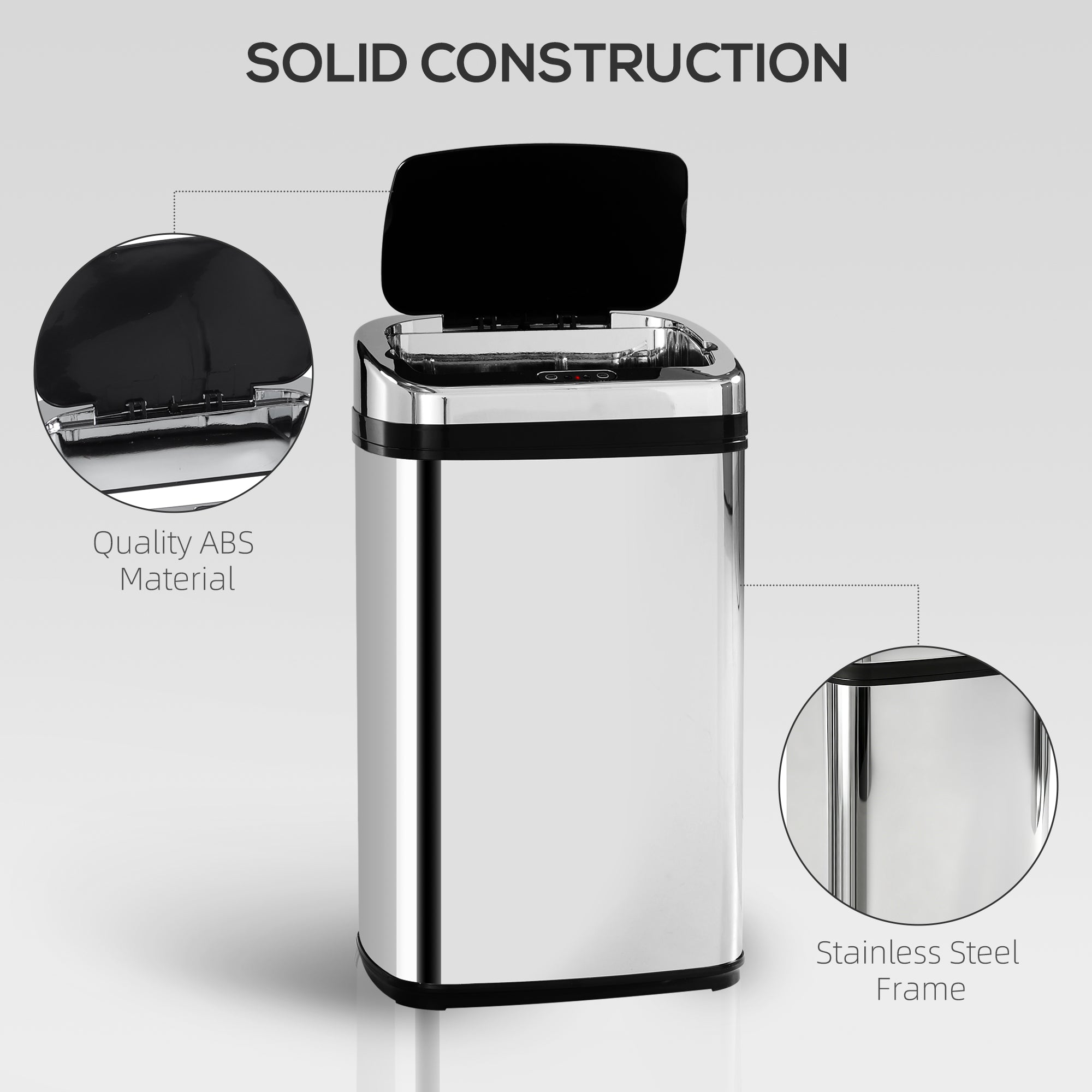 HOMCOM 30L Stainless Steel Motion Sensor Lid Bin - Silver Tone