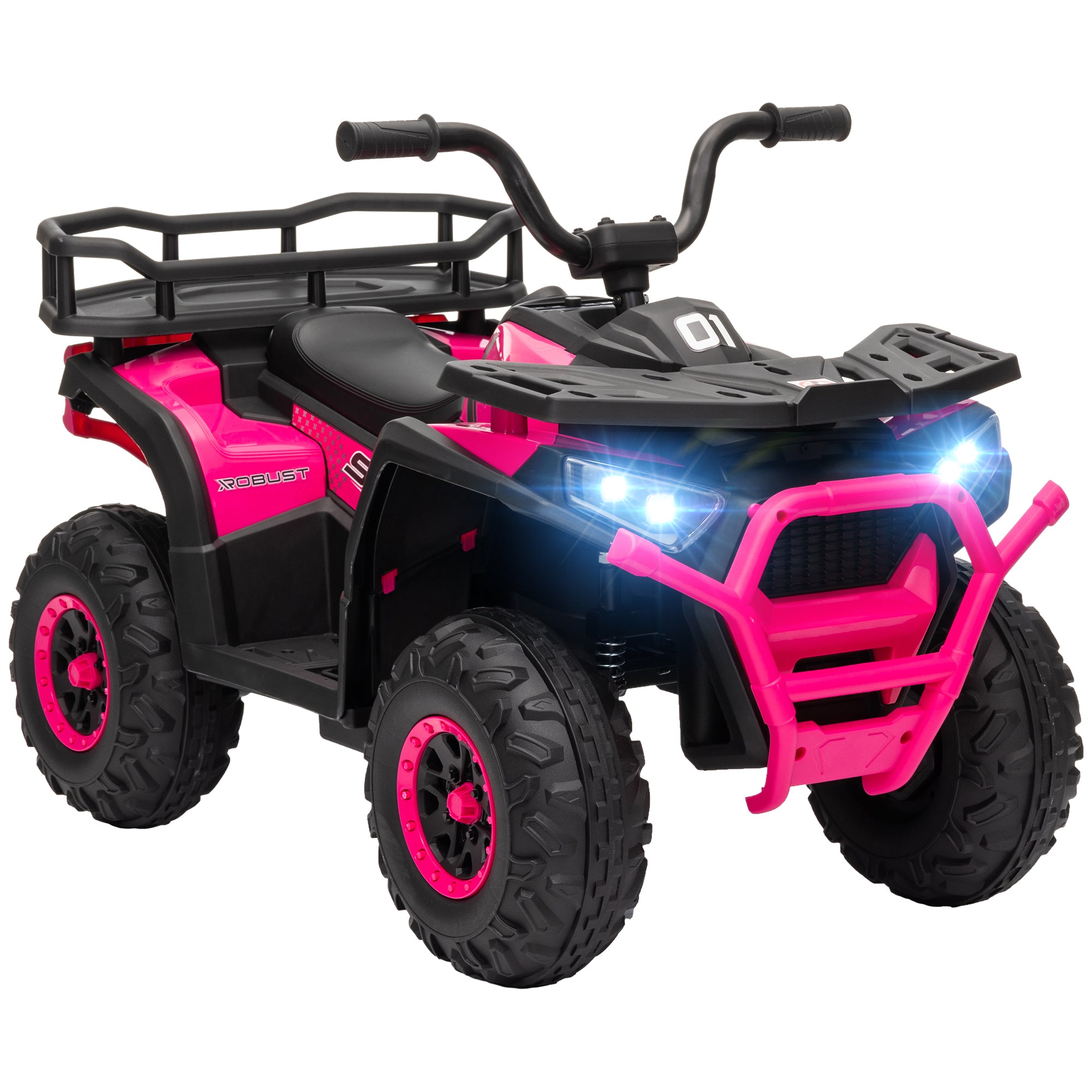 AIYAPLAY 12V Kids Electric Ride on ATV, Battery Powered Quad Bike w/ Spring Suspension, Forward Backward, Storage Basket - Pink - North Peak Garden Furniture
