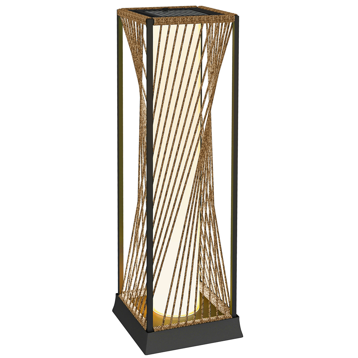 Outsunny Rattan Solar Garden Lights, Auto On/Off LED Floor Lamp, Sand Brown