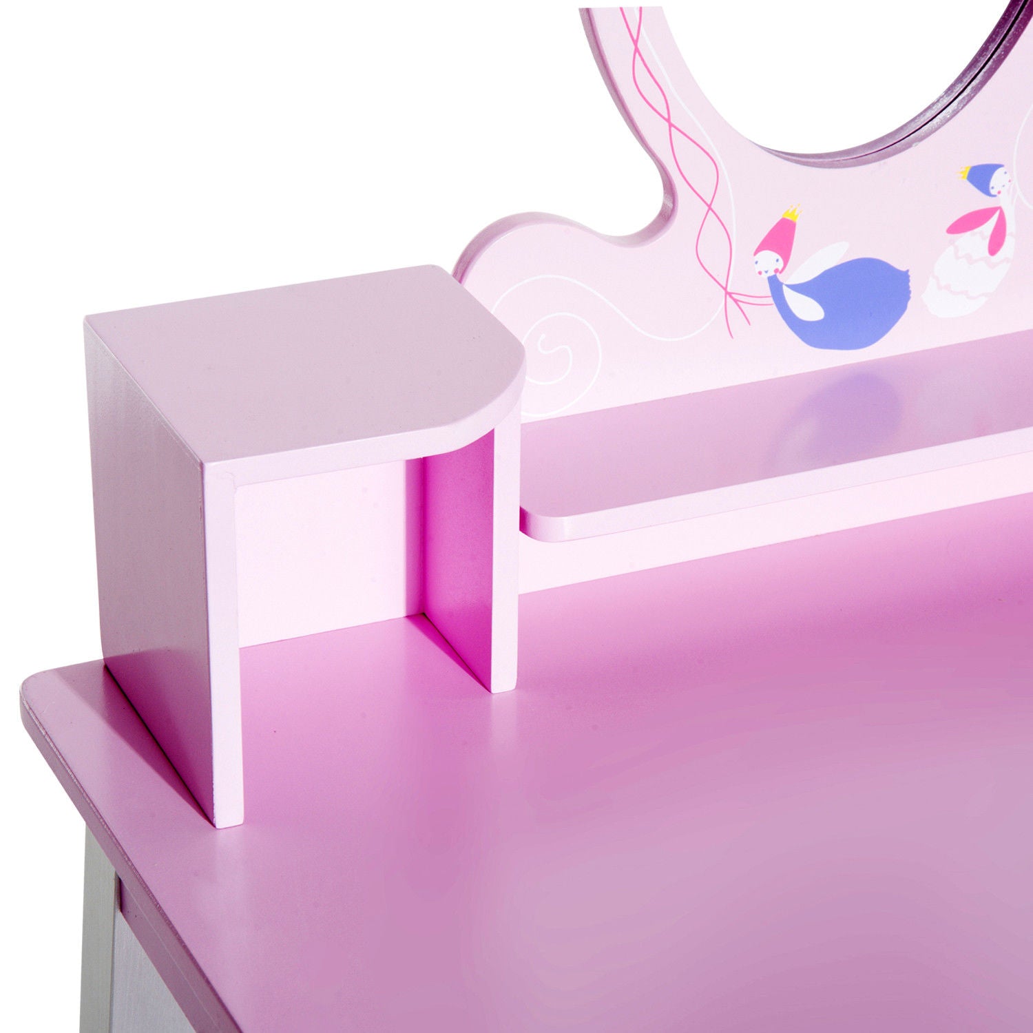HOMCOM Kids Wooden Dressing Table and Stool Make Up Desk (Pink) - North Peak Garden Furniture