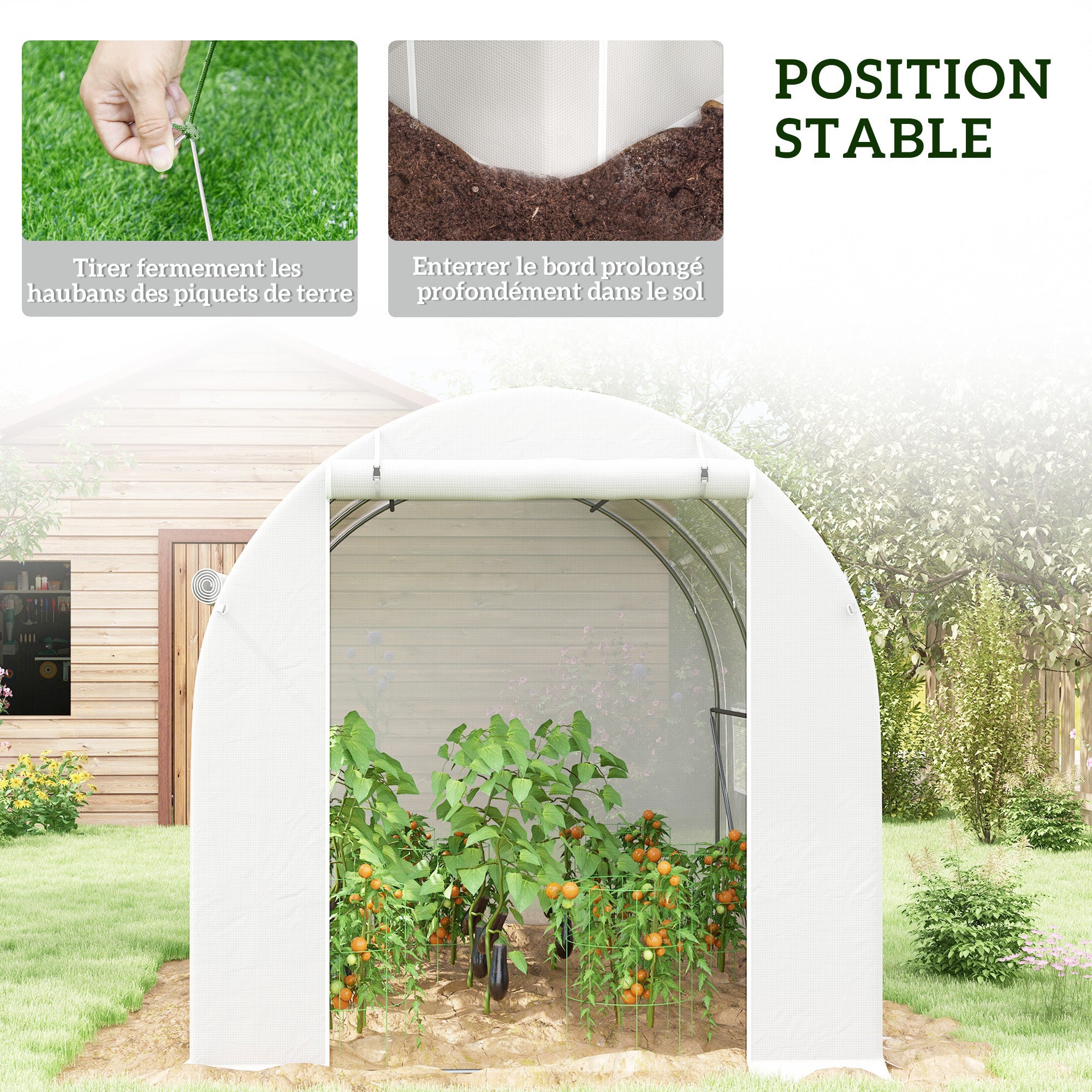Outsunny 296 x 196cm Steel Frame Polytunnel Greenhouse - White