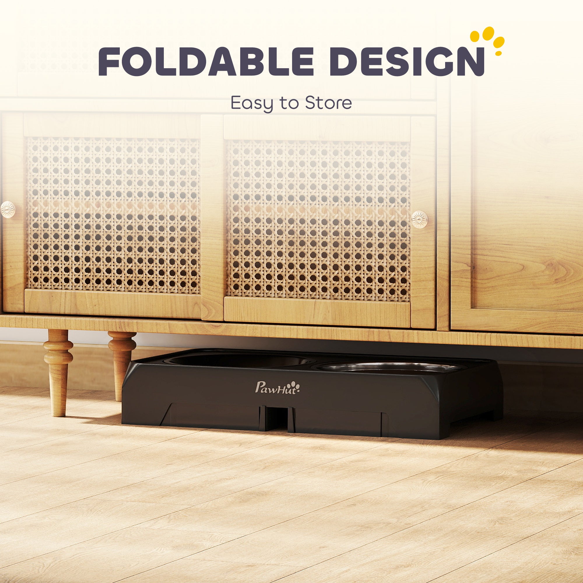 PawHut Raised Dog Bowl, Foldable Elevated Dog bowls with Slow Feeder, 4 Adjustable Heights, for Small Medium Large Breeds