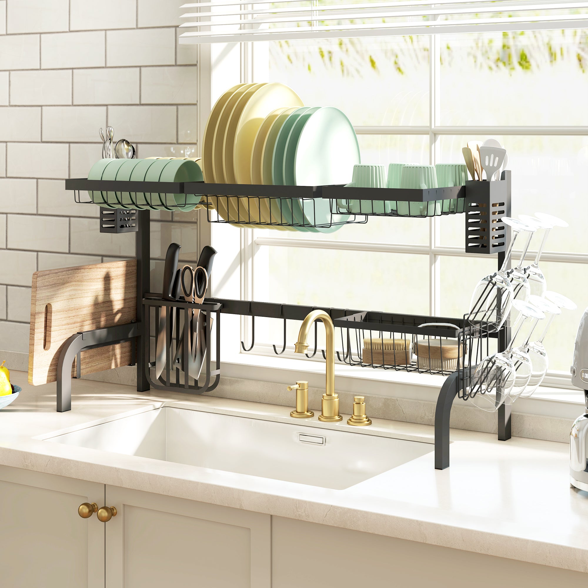 HOMCOM 100cm Modular Over-Sink Drying Rack - North Peak Garden Furniture