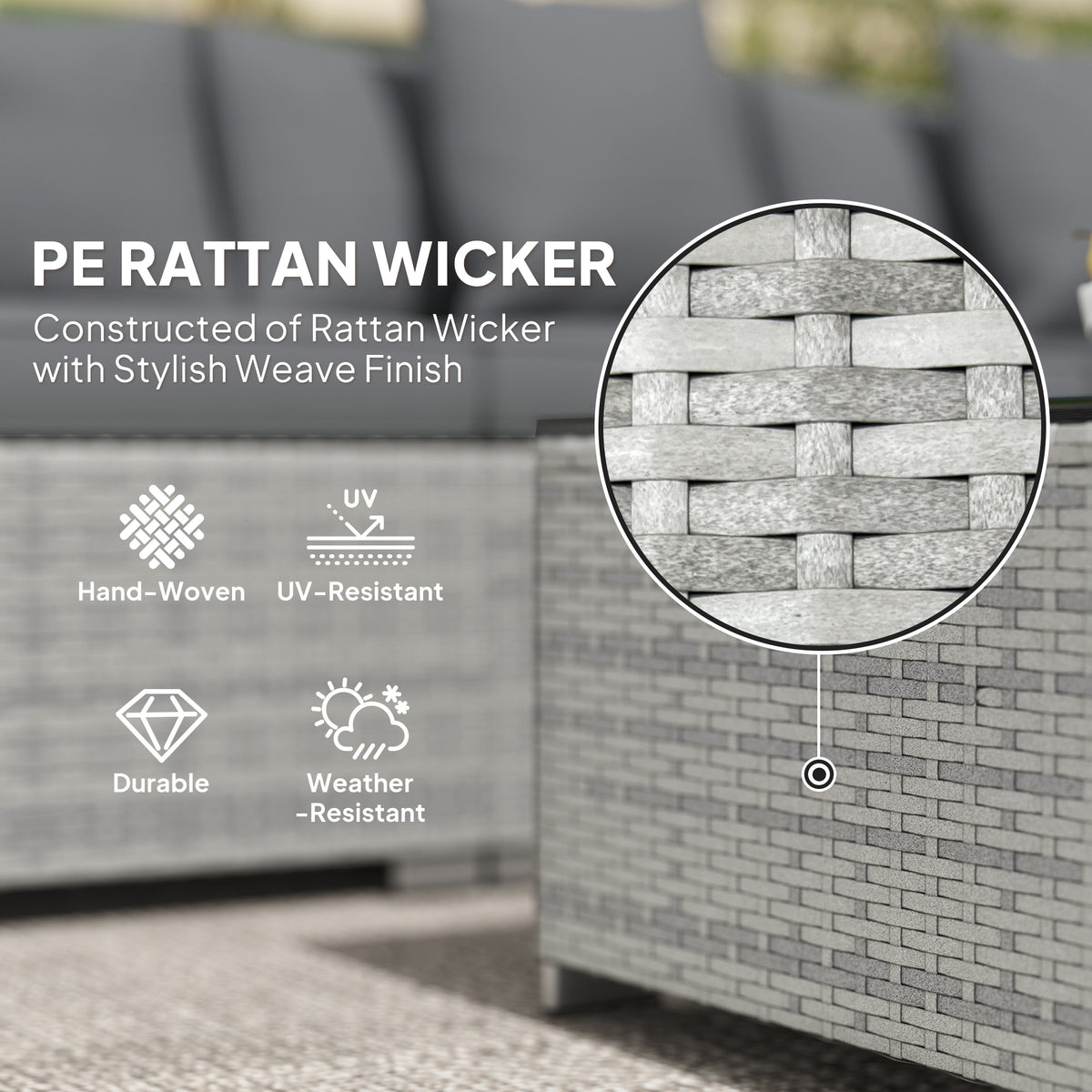 Outsunny 6 Pieces Rattan Corner Sofa Set - Mixed Grey