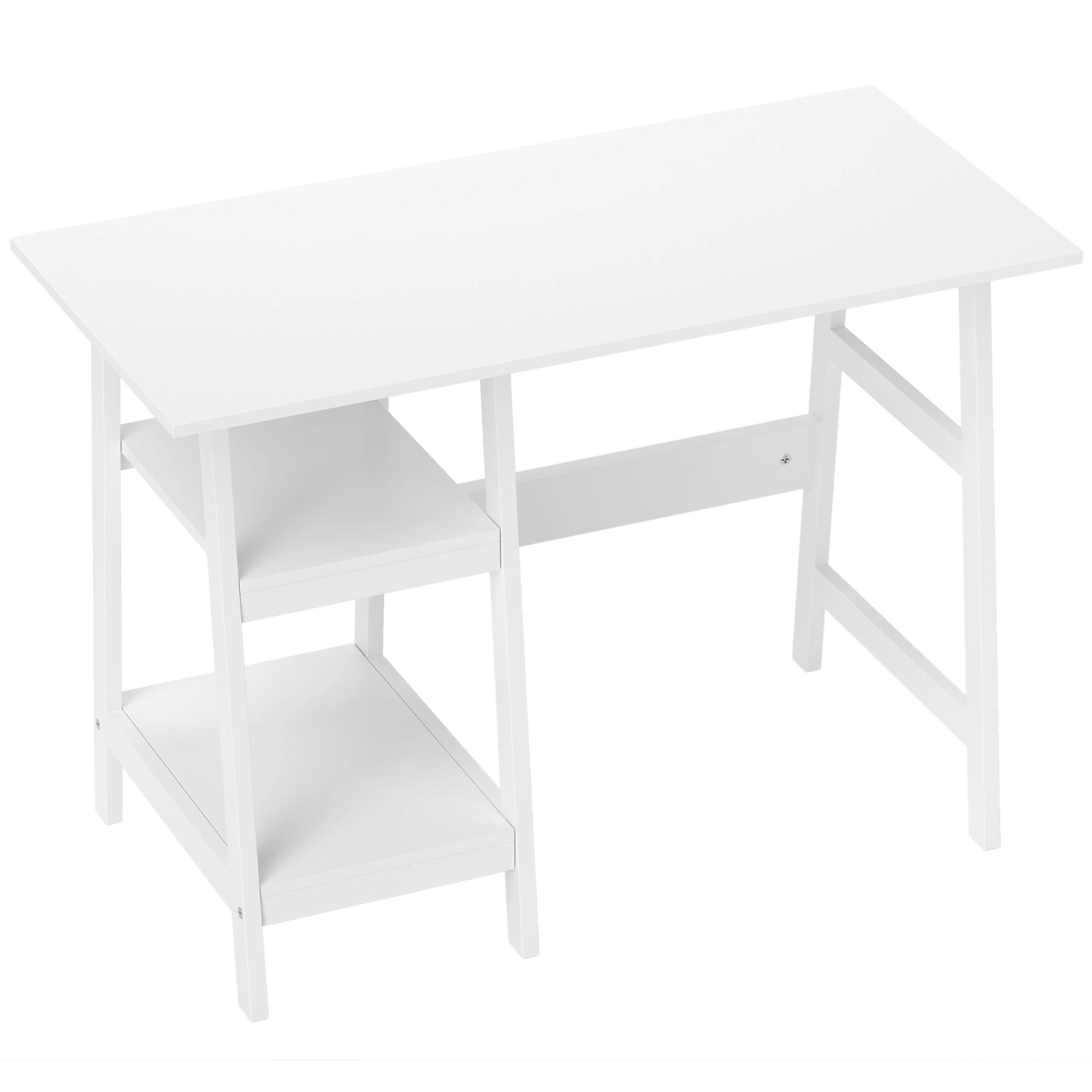 HOMCOM Compact Computer Desk with Storage Shelves, Study Table with Bookshelf, PC Table Workstation for Home Office, Study, Easy Assembly, 106 x 51cm, White - North Peak Garden Furniture