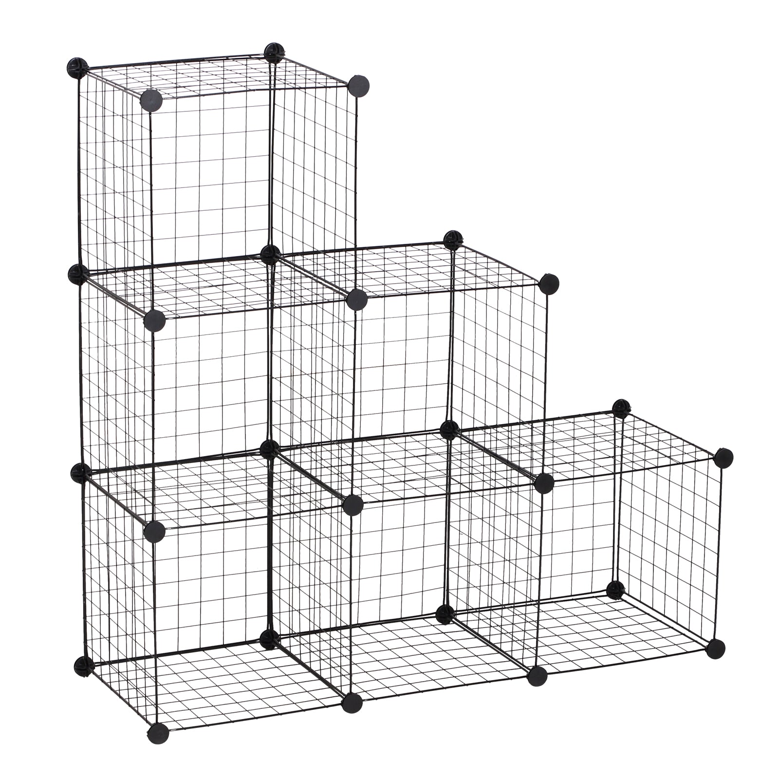 HOMCOM Interlocking 6 Cube Metal Wire Storage Rack, DIY Cabinet for Living Room, Display Shelves, Black