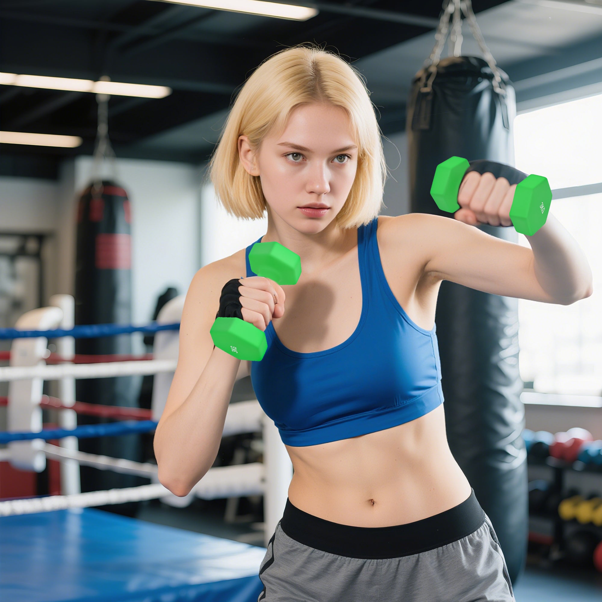 SPORTNOW 2 x 1kg, 2 x 2kg, 2 x 3kg Dumbbells Set with Dumbbell Rack, Hand Weights for Home Gym Training