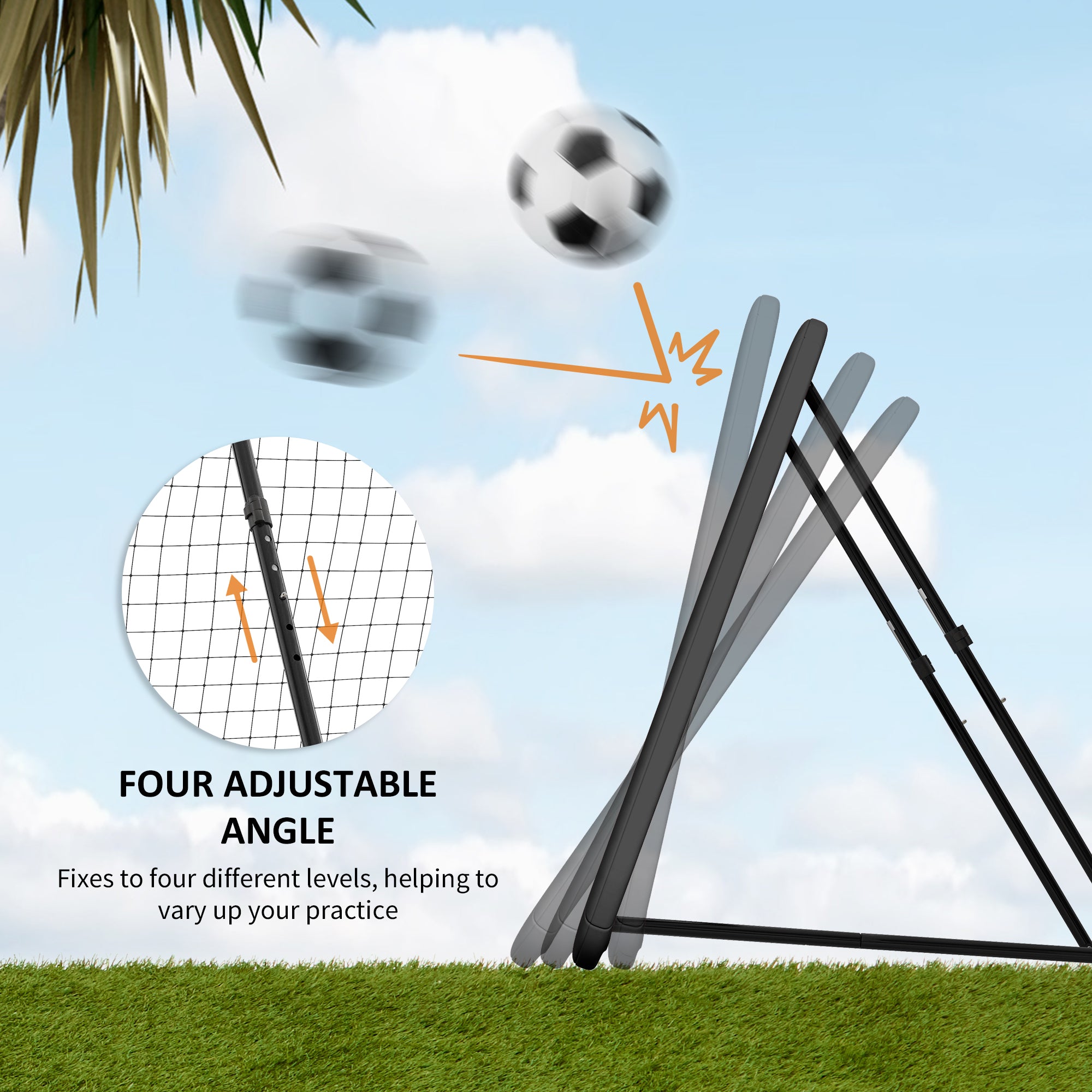 HOMCOM Football Training Net Target Goal, with Adjustable Angles - Black - North Peak Garden Furniture