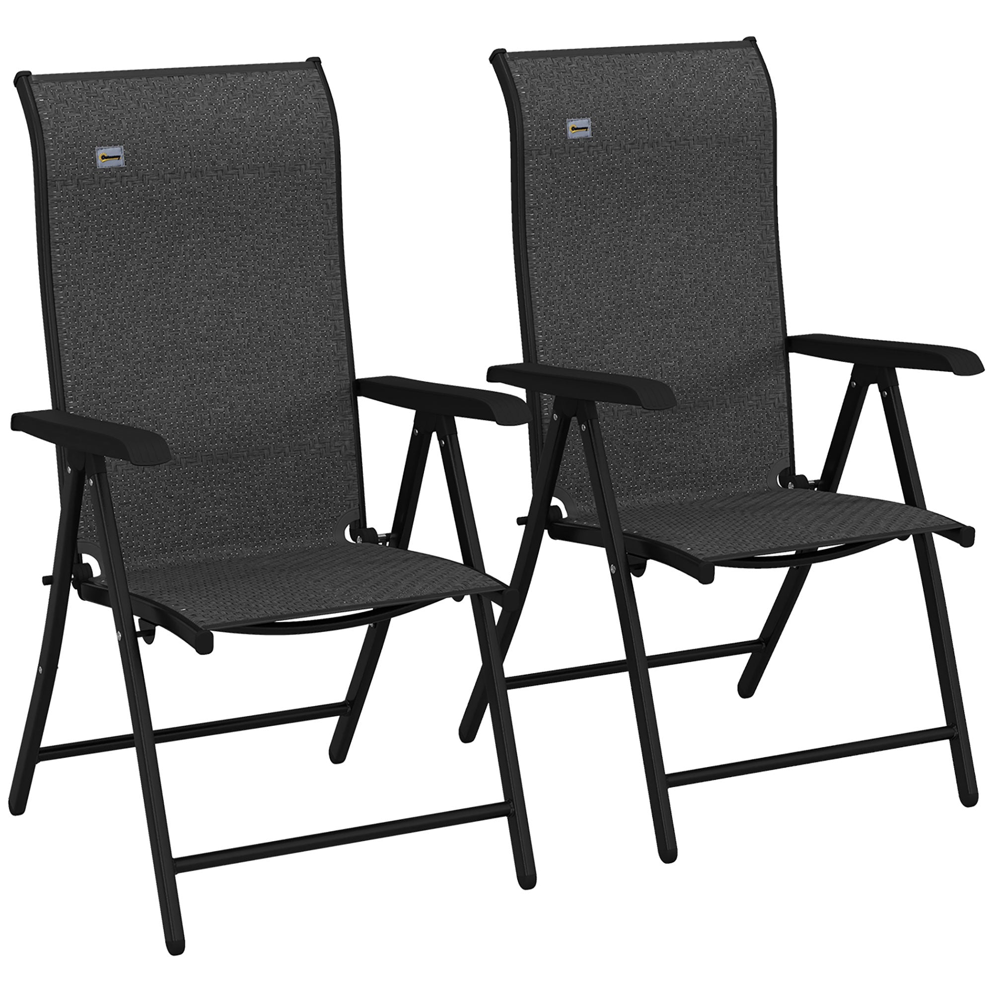 Outsunny Set of Two Folding Garden Chairs, with Seven-Position Adjustable Backs - Grey - North Peak Garden Furniture