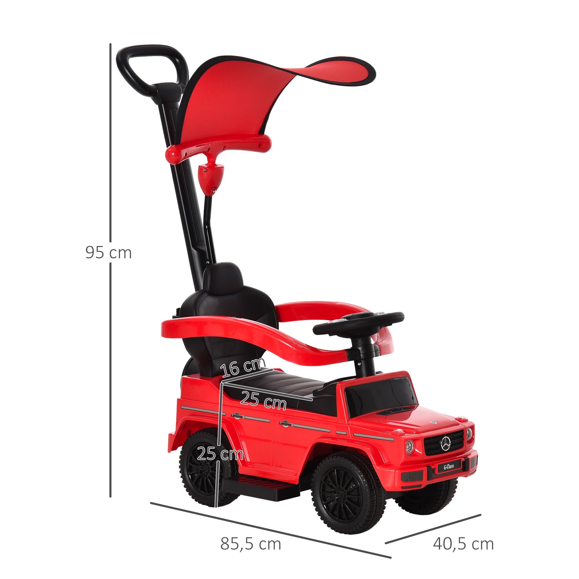 HOMCOM 3 in 1 Kids Children Ride on Push Car Toddler Sliding Car G350 Licensed Walker Foot to Floor Slider Push-Along with Horn Steering Wheel NO POWER Manual, Red - North Peak Garden Furniture